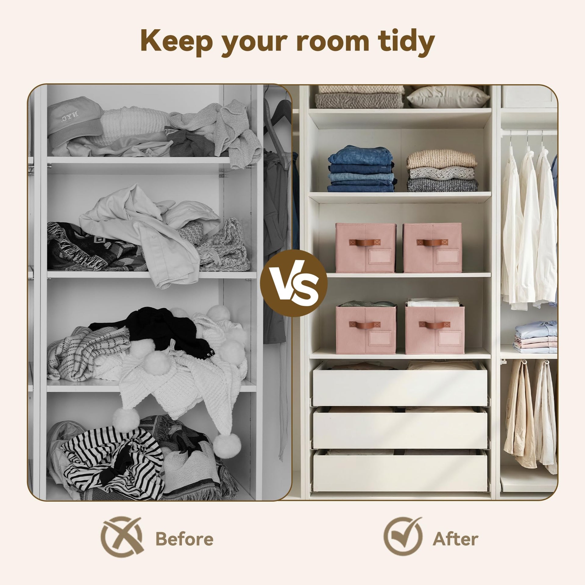 Closet Storage Bins with Label (3 Count)