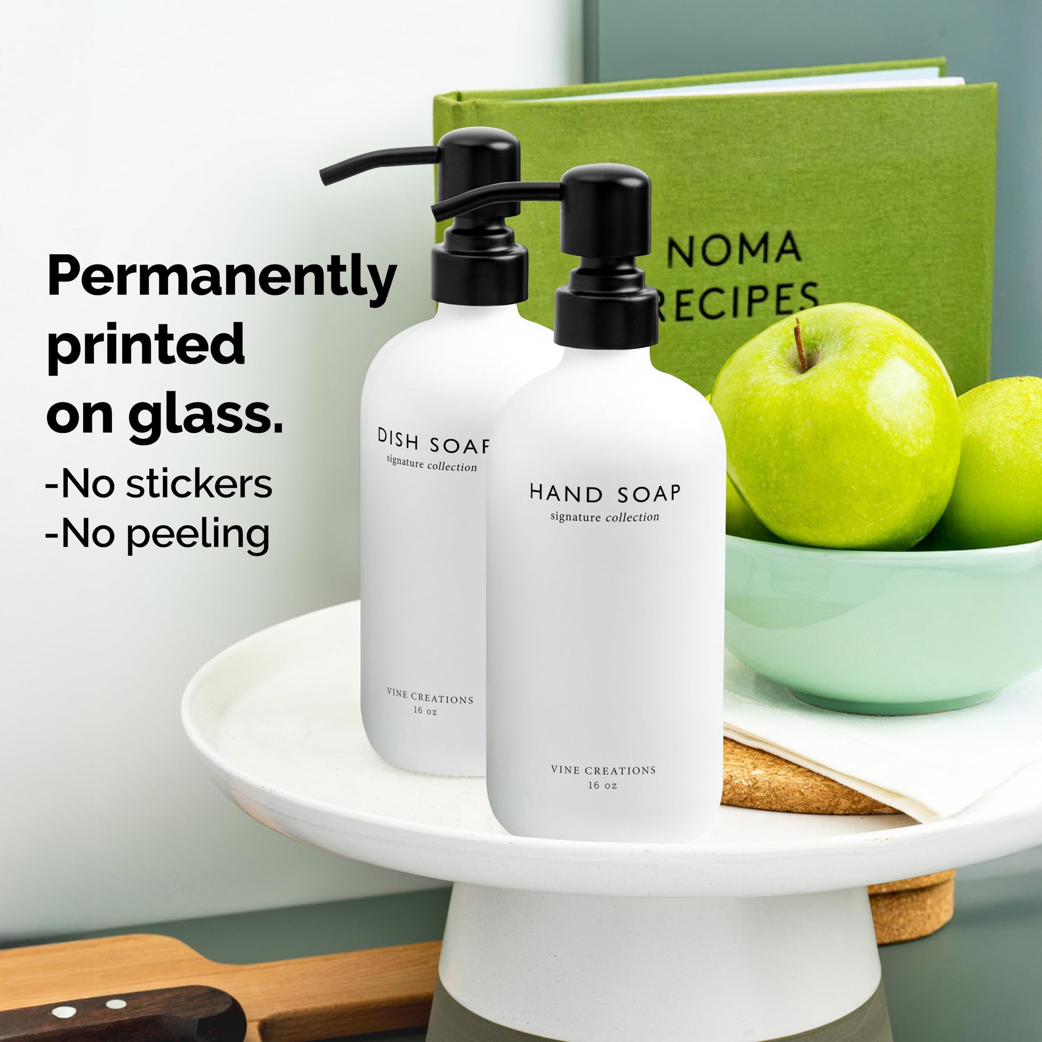 White Glass Soap Dispenser Set (16 Ounce)