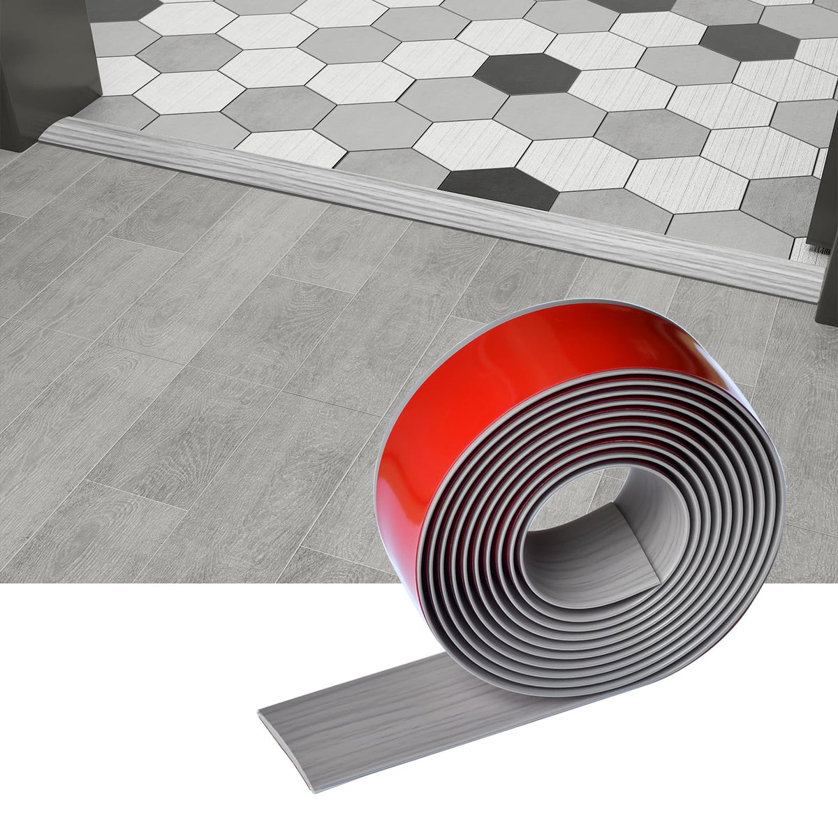 Floor Door Flat Transition Strip & Self Adhesive Floor Vinyl Floor Edge Trim Laminate Floor Gap Covering Joining Strip (6.6 Foot)