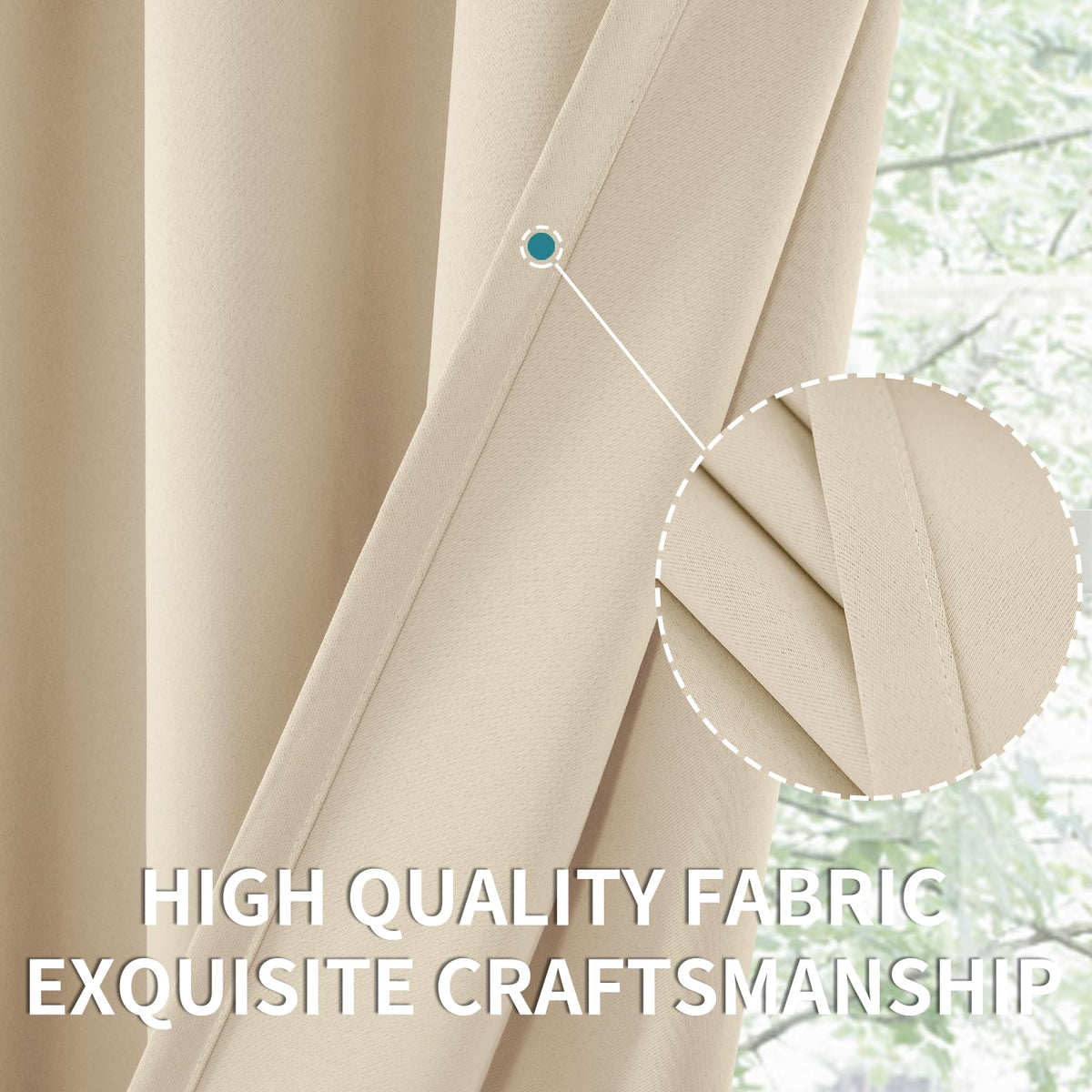 Champagne Blackout Curtains for Bedroom 72 Inches Long (2 Count)