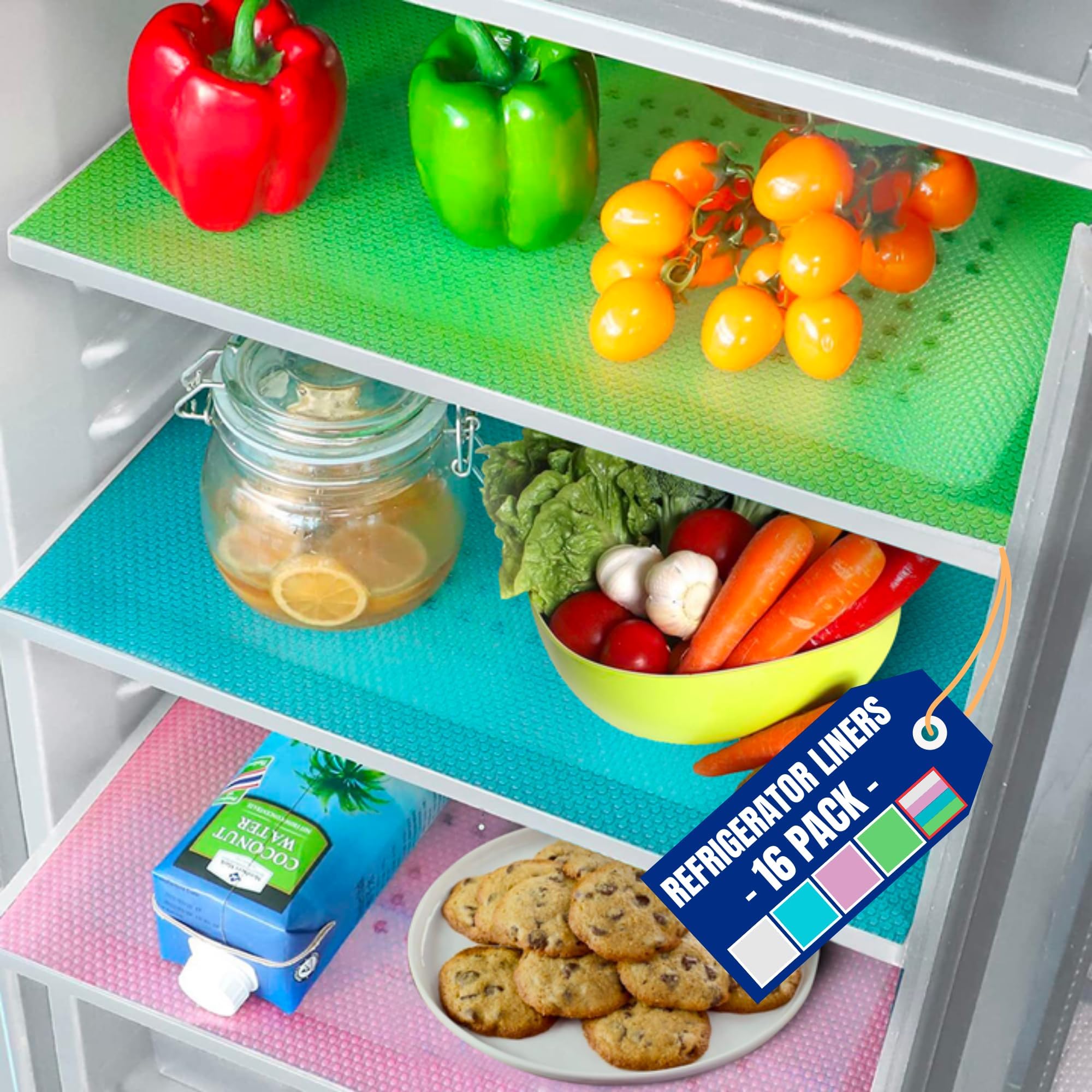 Refrigerator Liners for Shelves (16 Count)