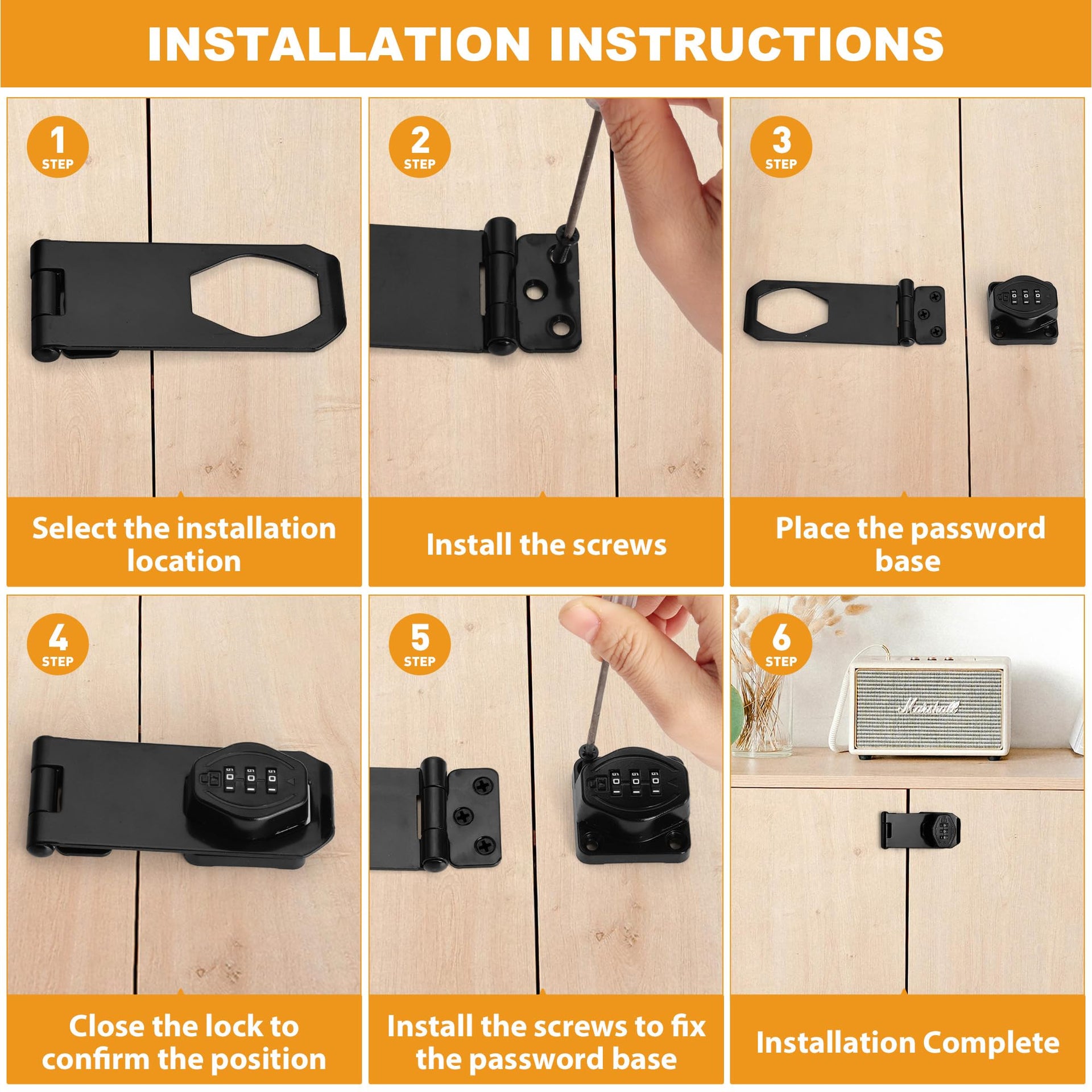 4 inch 180 Degree Hasp Latch with Combination Lock (2 Count)