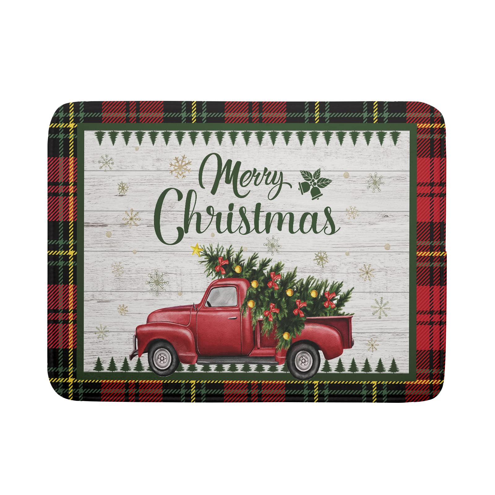 Red Truck Winter Dish Drainer Mat
