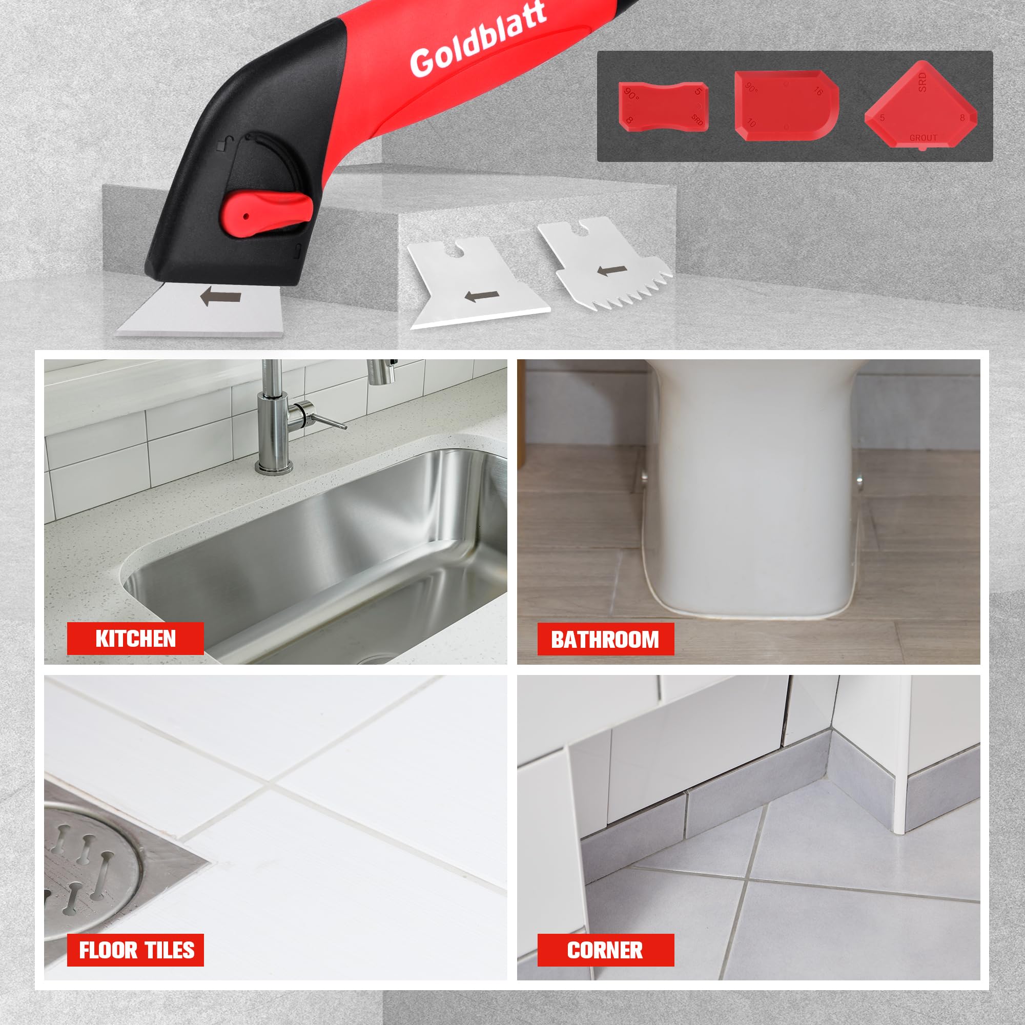 Grout Removal Tool with 3 Stainless Blades