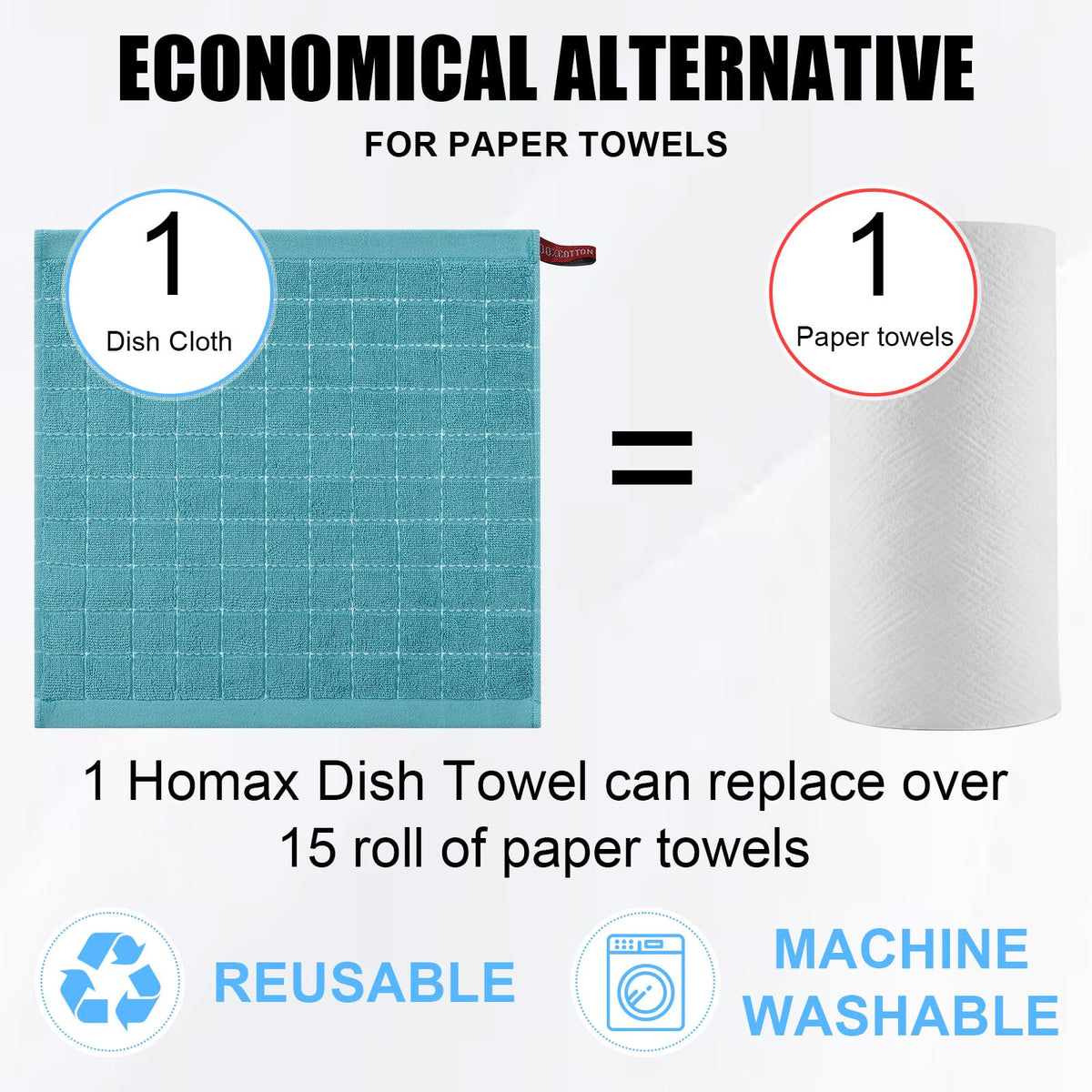 100% Cotton Terry Kitchen Dish Cloths (6 Count)