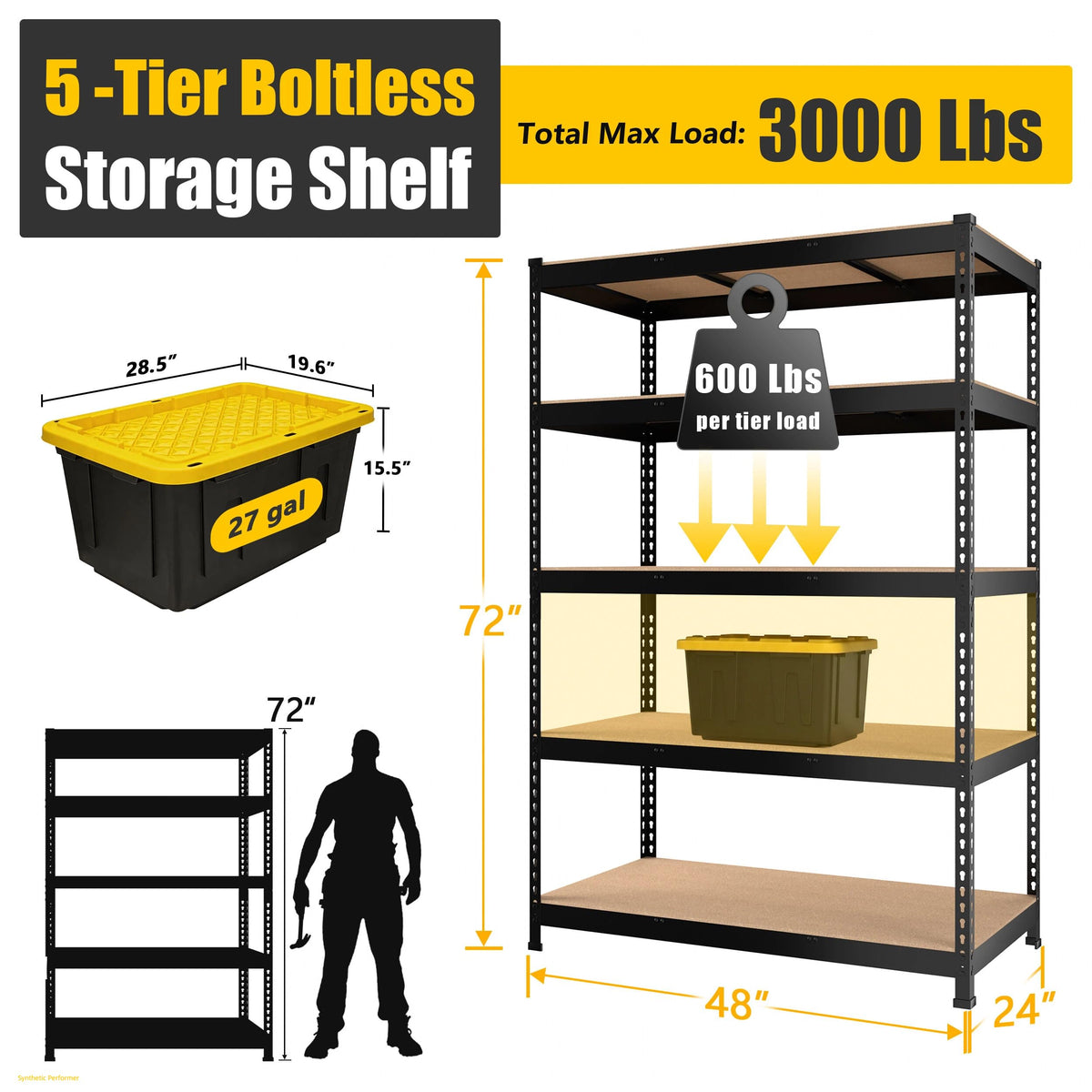48"W x 24"D x 72"H Garage Storage Shelves (4 Count)