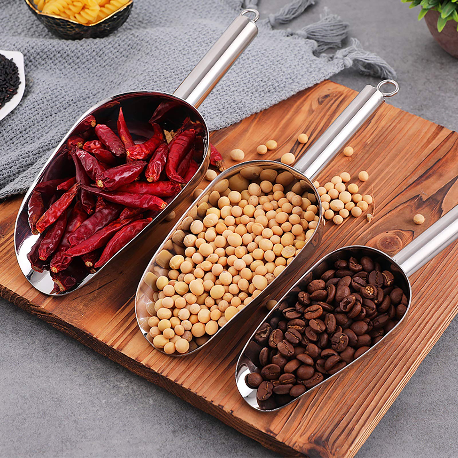 Set of 4 Stainless Steel Ice Scoops (4 Count)