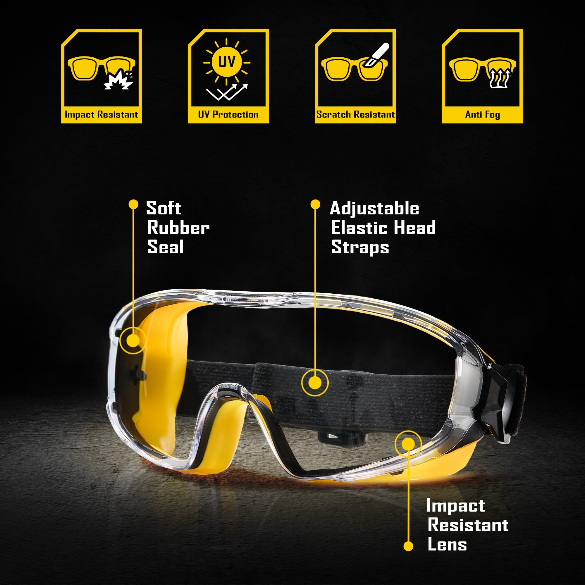 Safety Goggles Over Glasses with Anti (3 Count)