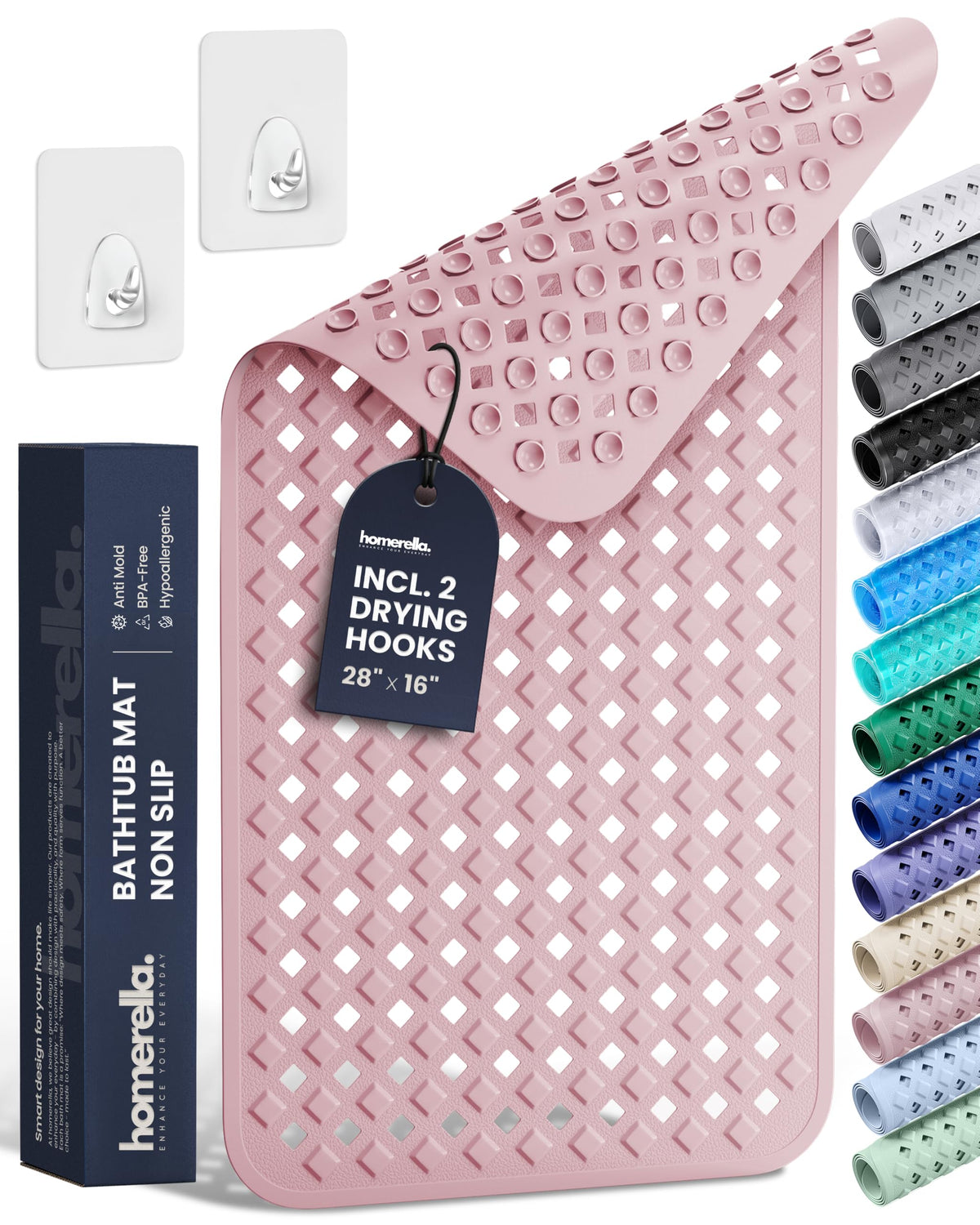 Bathtub Mat Non Slip 28x16 Shower Mat Non Slip Anti Mold BPA Free