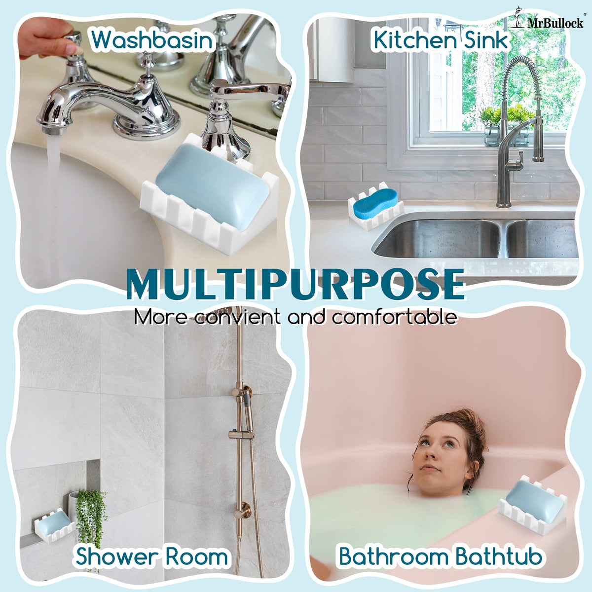 Silicone Soap Dish Self Draining for Shower & Kitchen