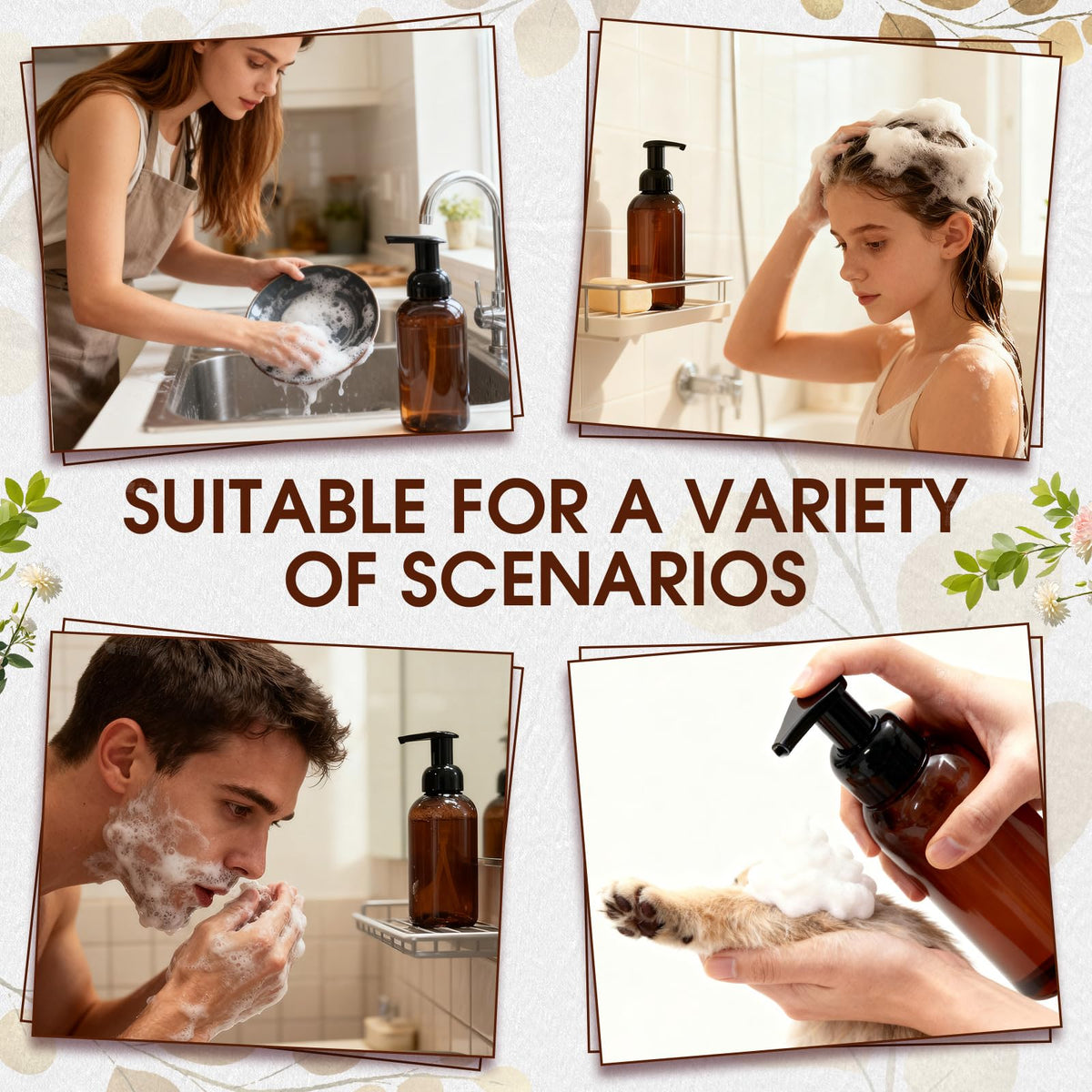 16 Pcs 10 oz Amber Foaming Soap Dispenser (16 Count)