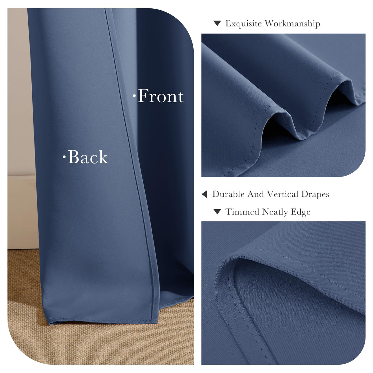Blue Haze Blackout Curtains for Bedroom 84 Inch Length (2 Count)
