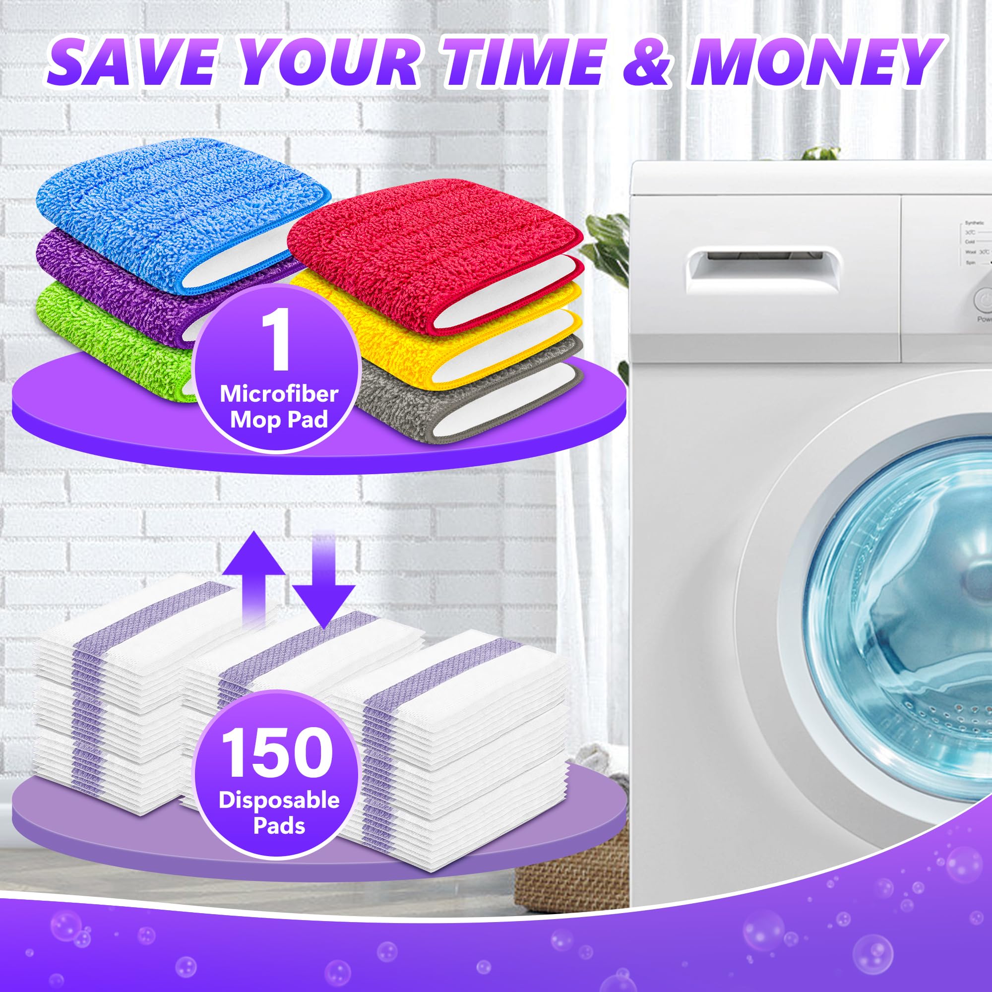 6 Pack Microfiber Mop Pads Washable for Swiffer PowerMop