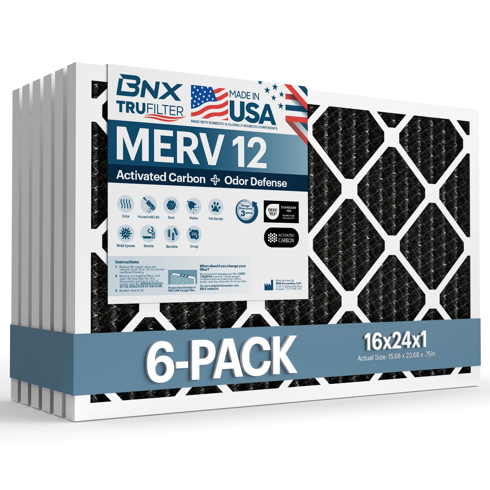 TruFilter 16x24x1 MERV 12 Odor Defense (6 Count)