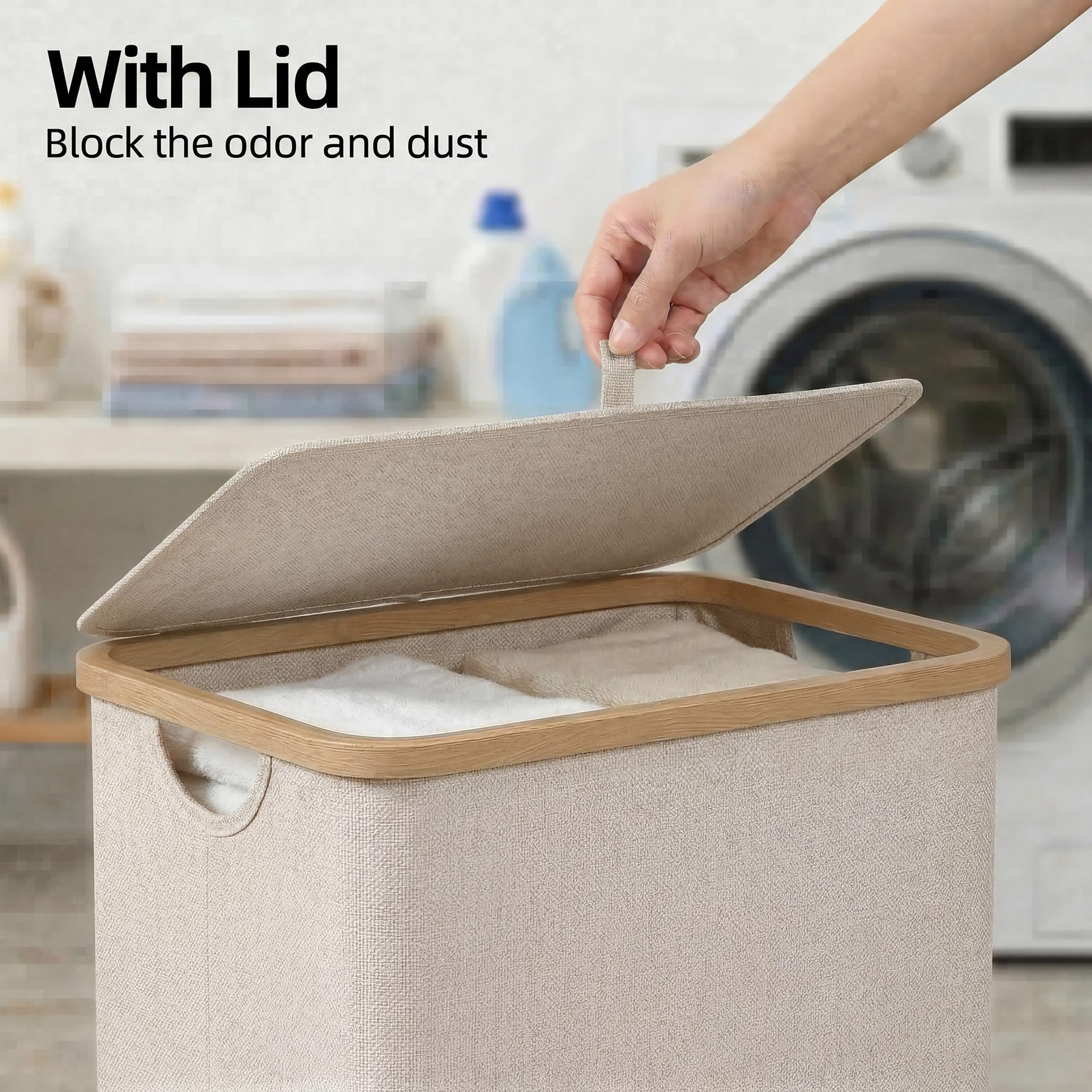 26 Gal Laundry Basket with Lid and Net Bag
