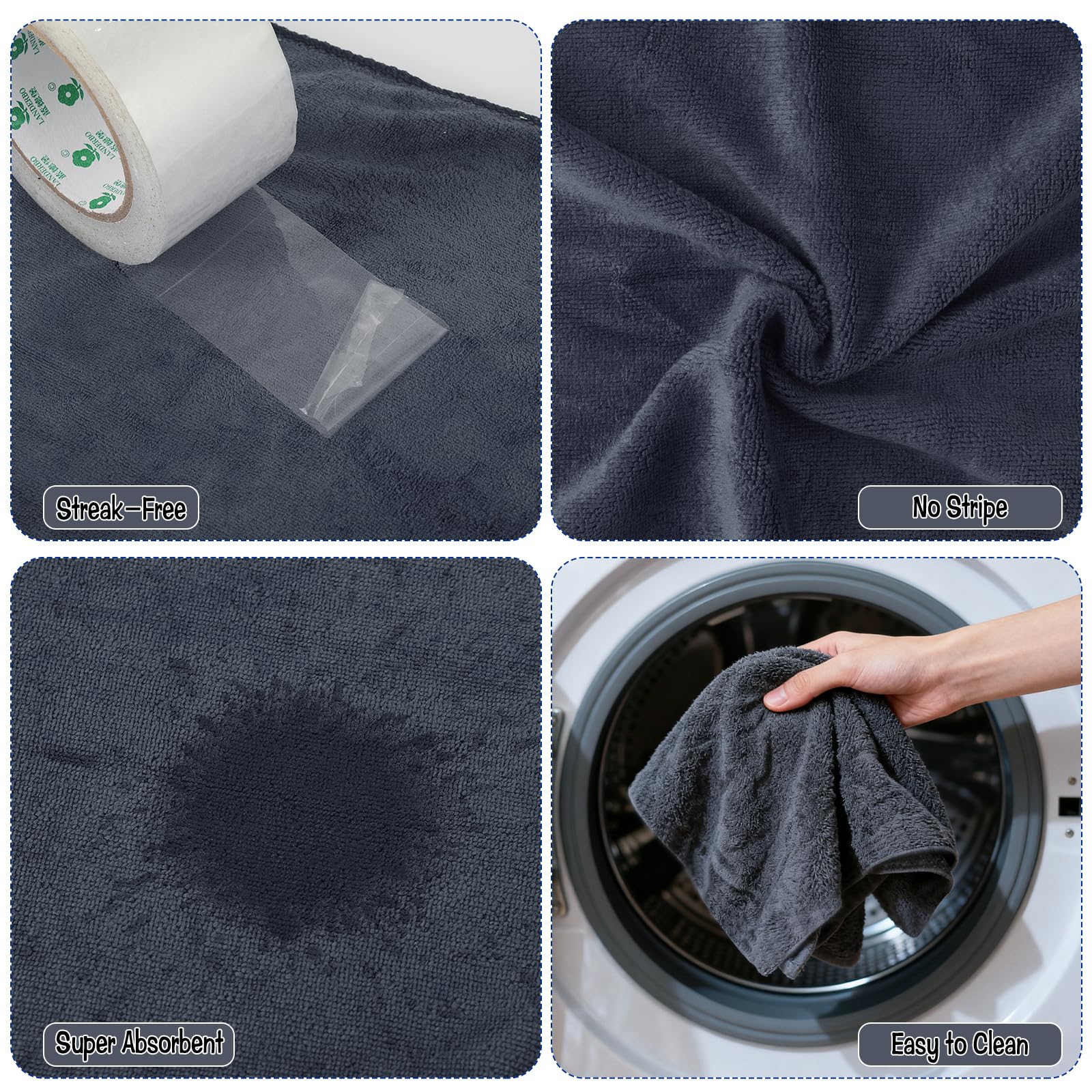 4 Pack Extra Large Microfiber Cleaning Cloths 20"x30" (4 Count)