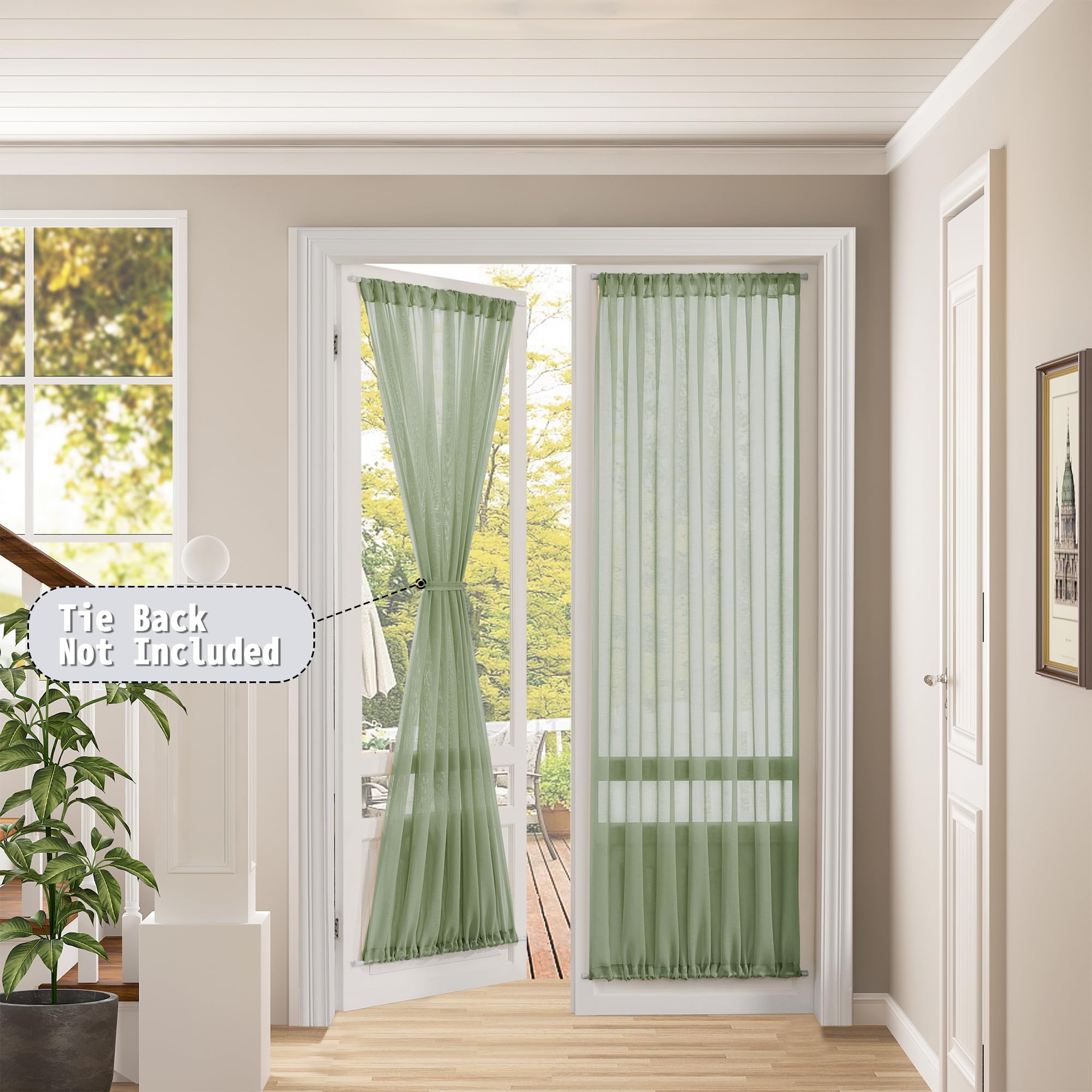 Sheer Door Curtains Closet Linen Textured Curtain Sheers Doorway Light Filtering Voile Patio Glass Door Rod Pocket Curtains French Doors