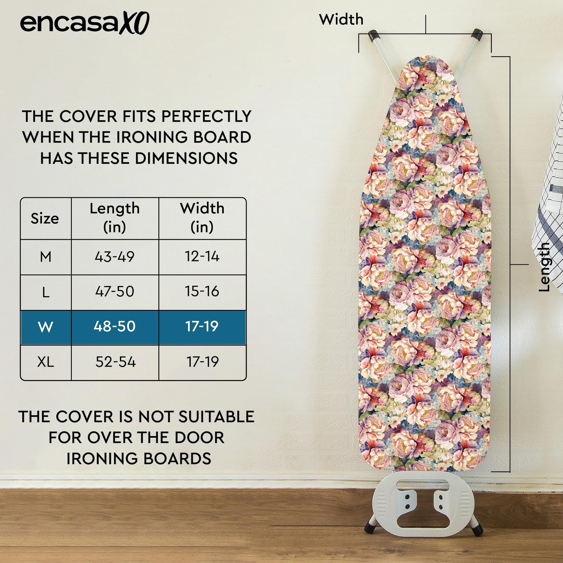 Padded Ironing Board Cover and Pad 49"x18" Wildflowers