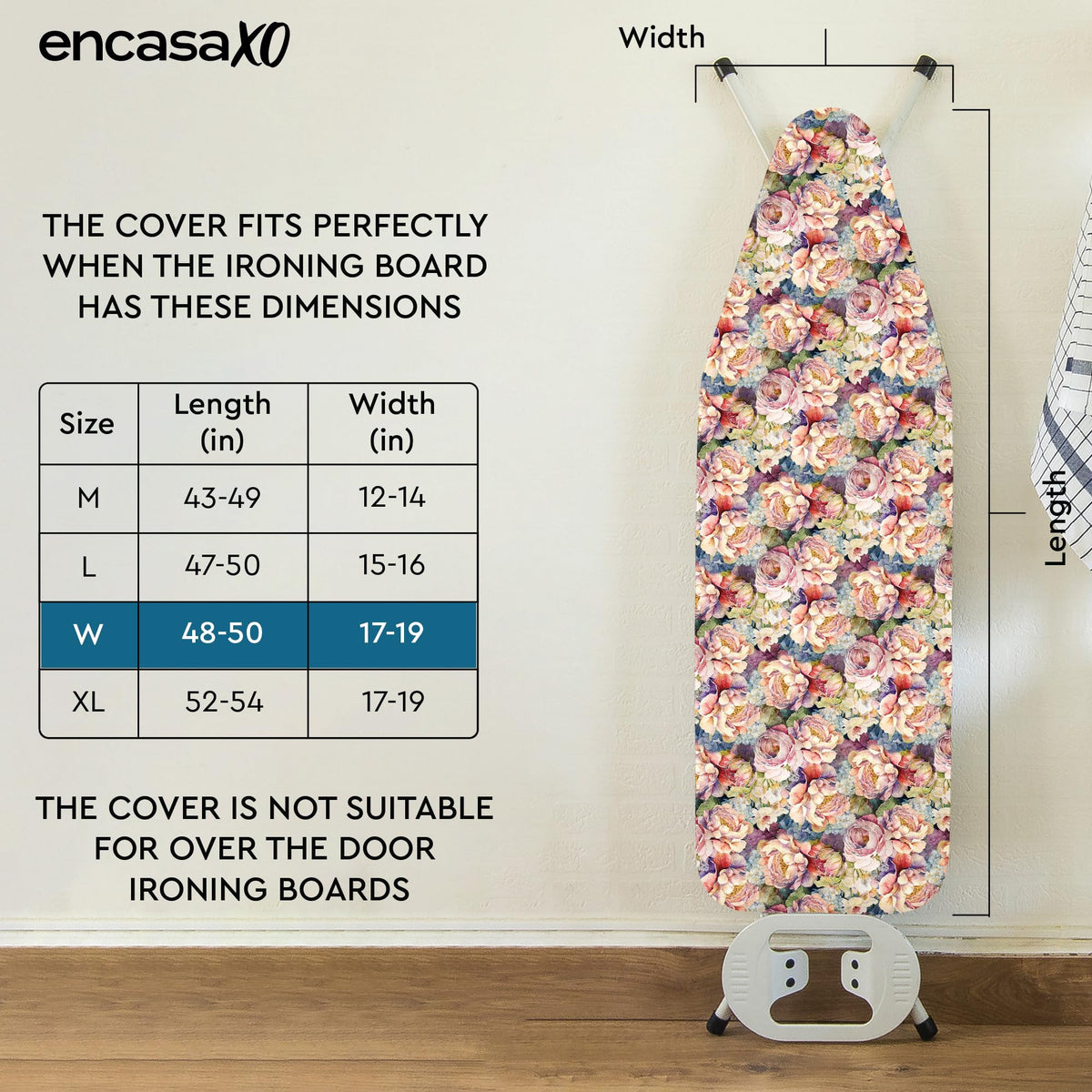 Padded Ironing Board Cover and Pad 49"x18" Wildflowers