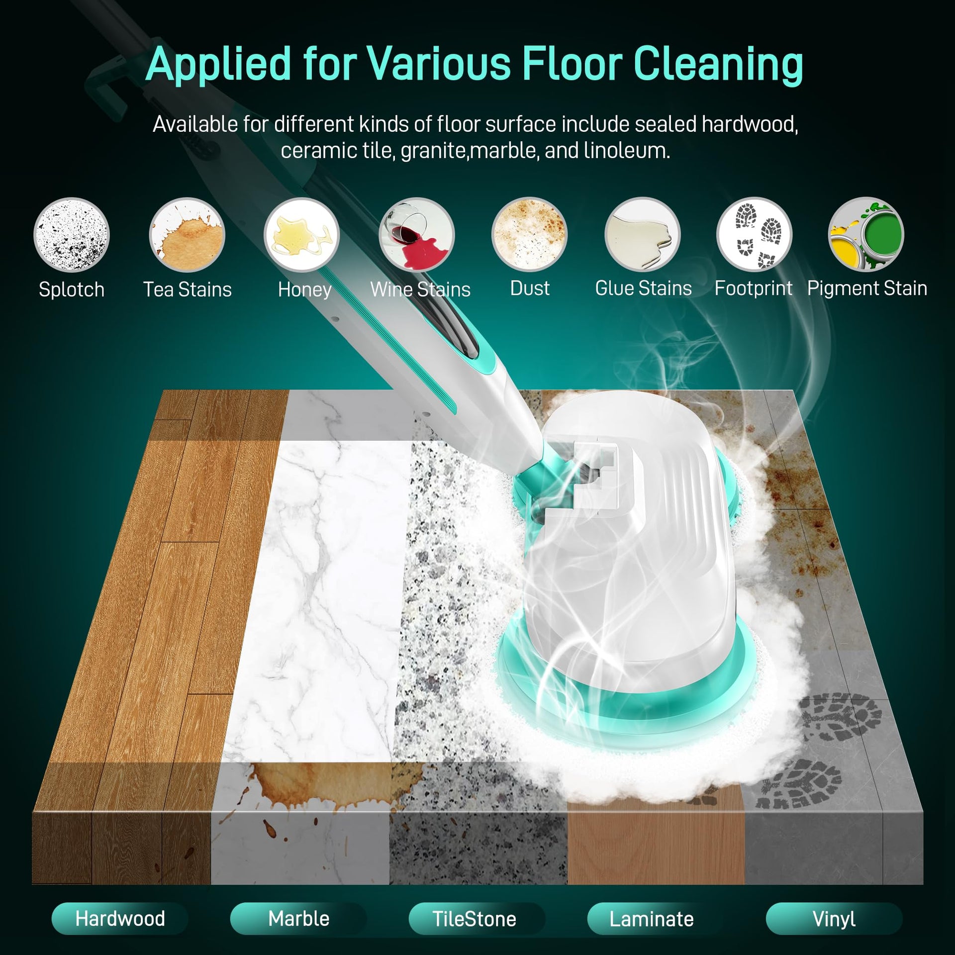 Scrubbing Steam Mop with Rotating Mop Pads
