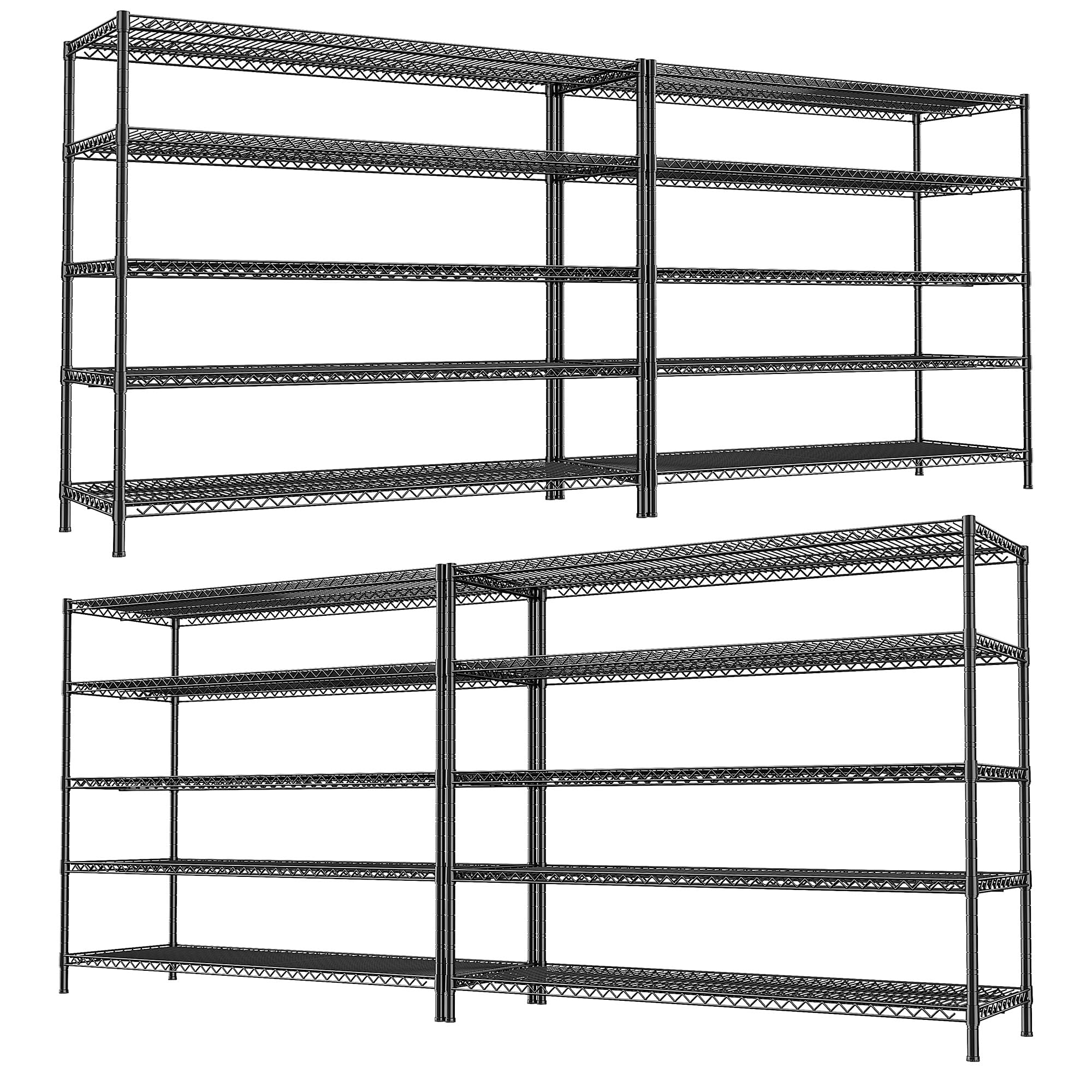 55.5" W Storage Shelves 3200LBS Wire Shelving Unit 5 Tier Metal Shelving Heavy Duty Garage Shelving Metal Shelves for Storage Rack Adjustable Pantry Shelf