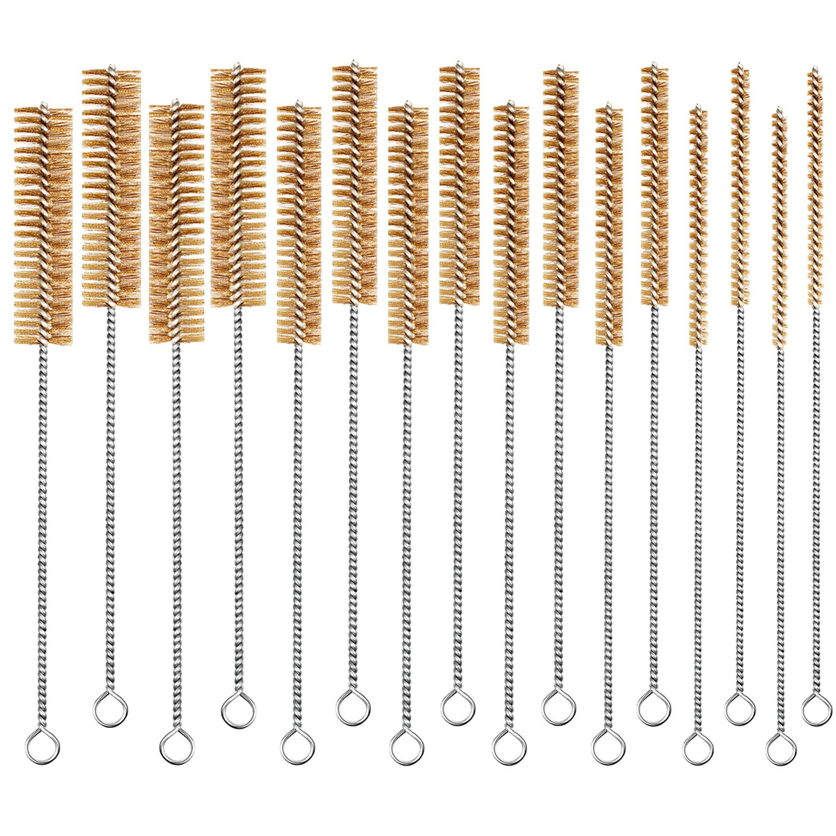 16pcs Brass Wire Brush Tube Cleaning Brush 12" Round Brushes Kit (16 Count)