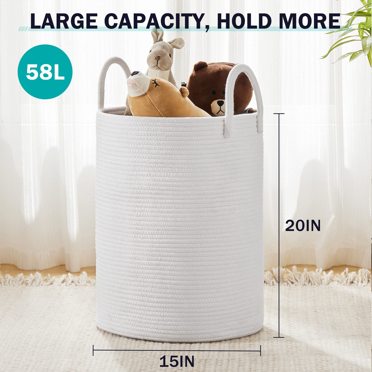 Woven Rope Laundry Hamper Basket by YOUDENOVA - ModHome Supplies