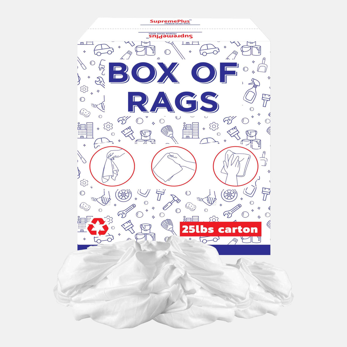 Recycled White Sheeting Cleaning Rags