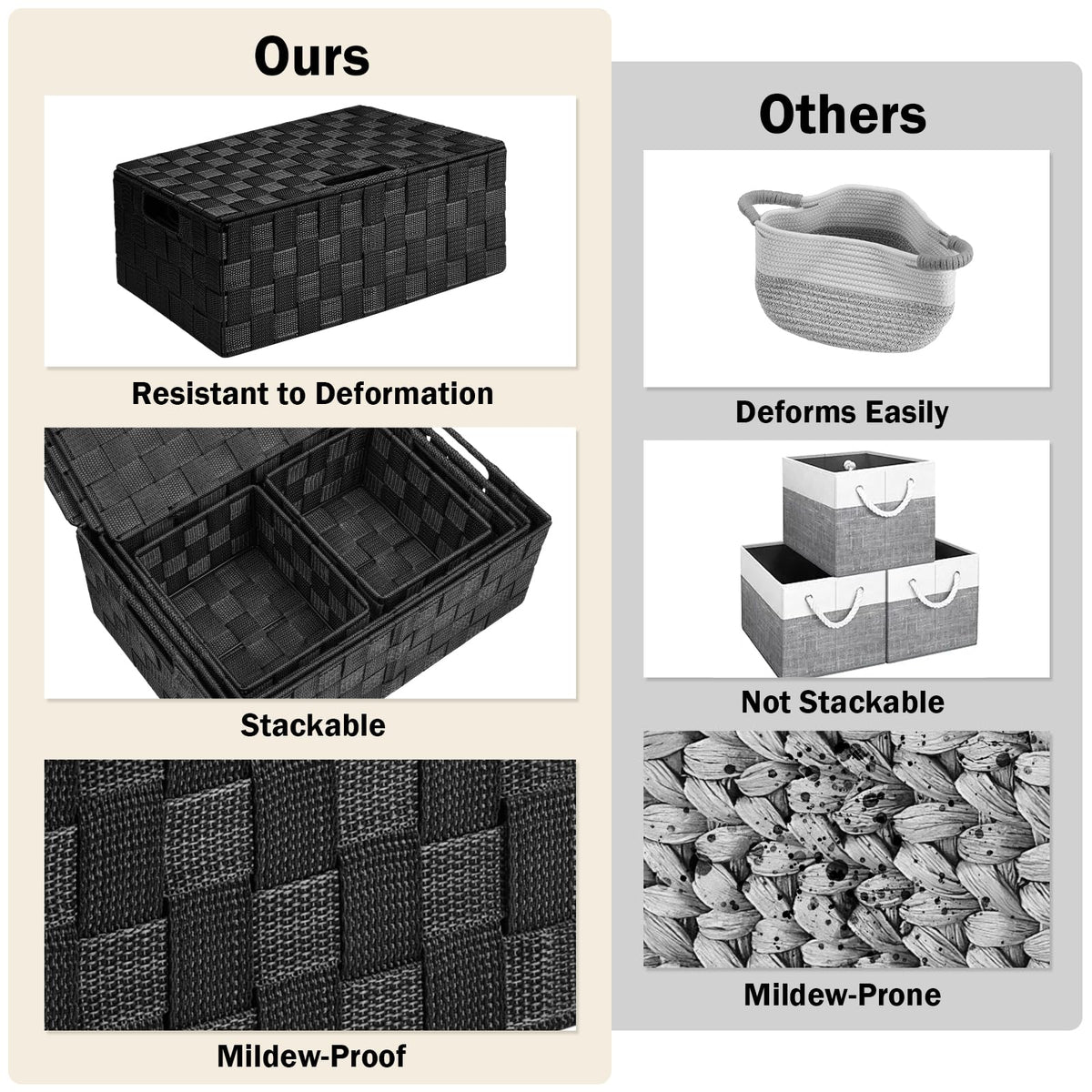 Storage Baskets with Lids (5 Count)