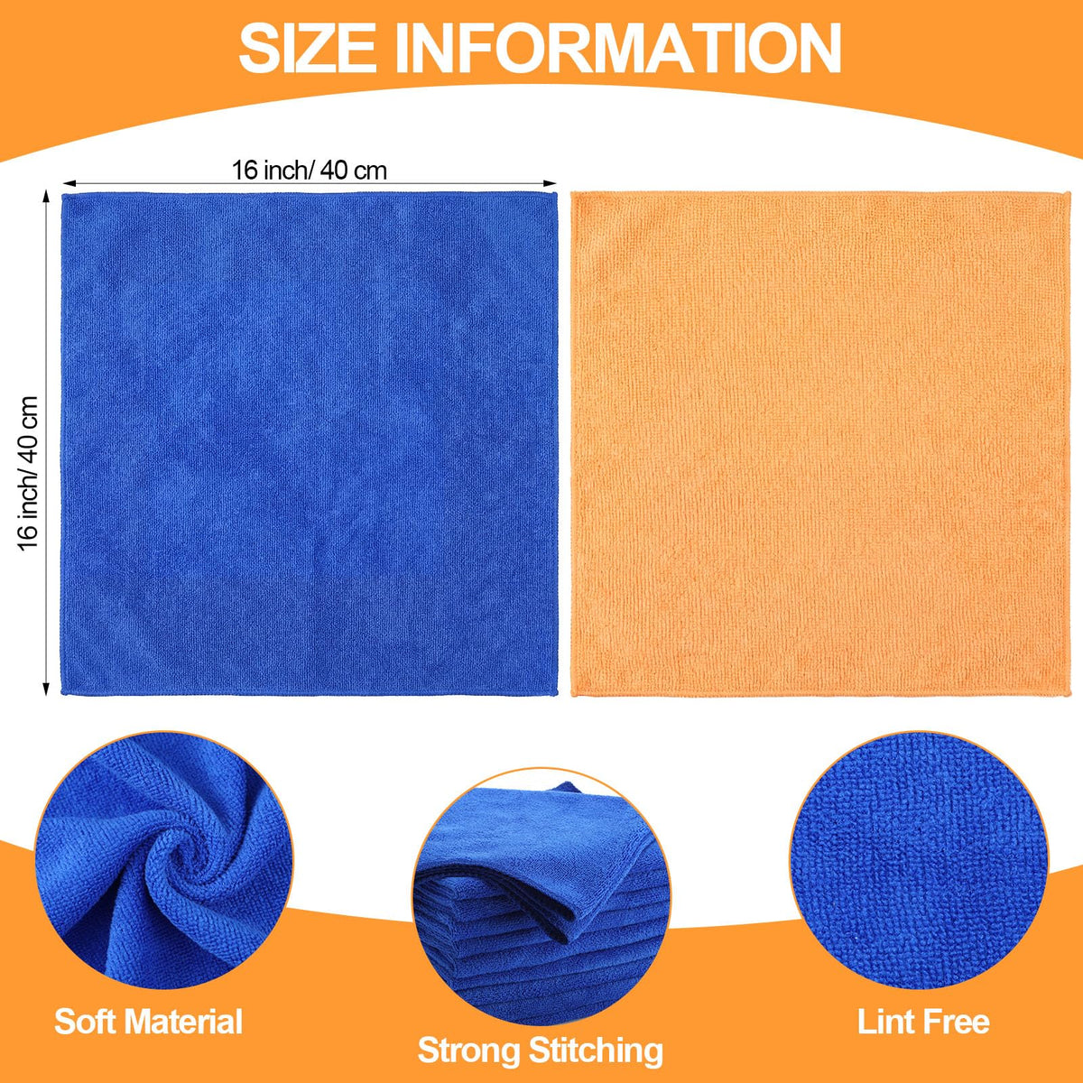 60 Pcs Microfiber Cleaning Cloths for Cars 16 x 16 Inch Ultra Absorbent Car Towels Drying Reusable Cleaning Supplies House Kitchen Window Microfiber Towel (60 Count)