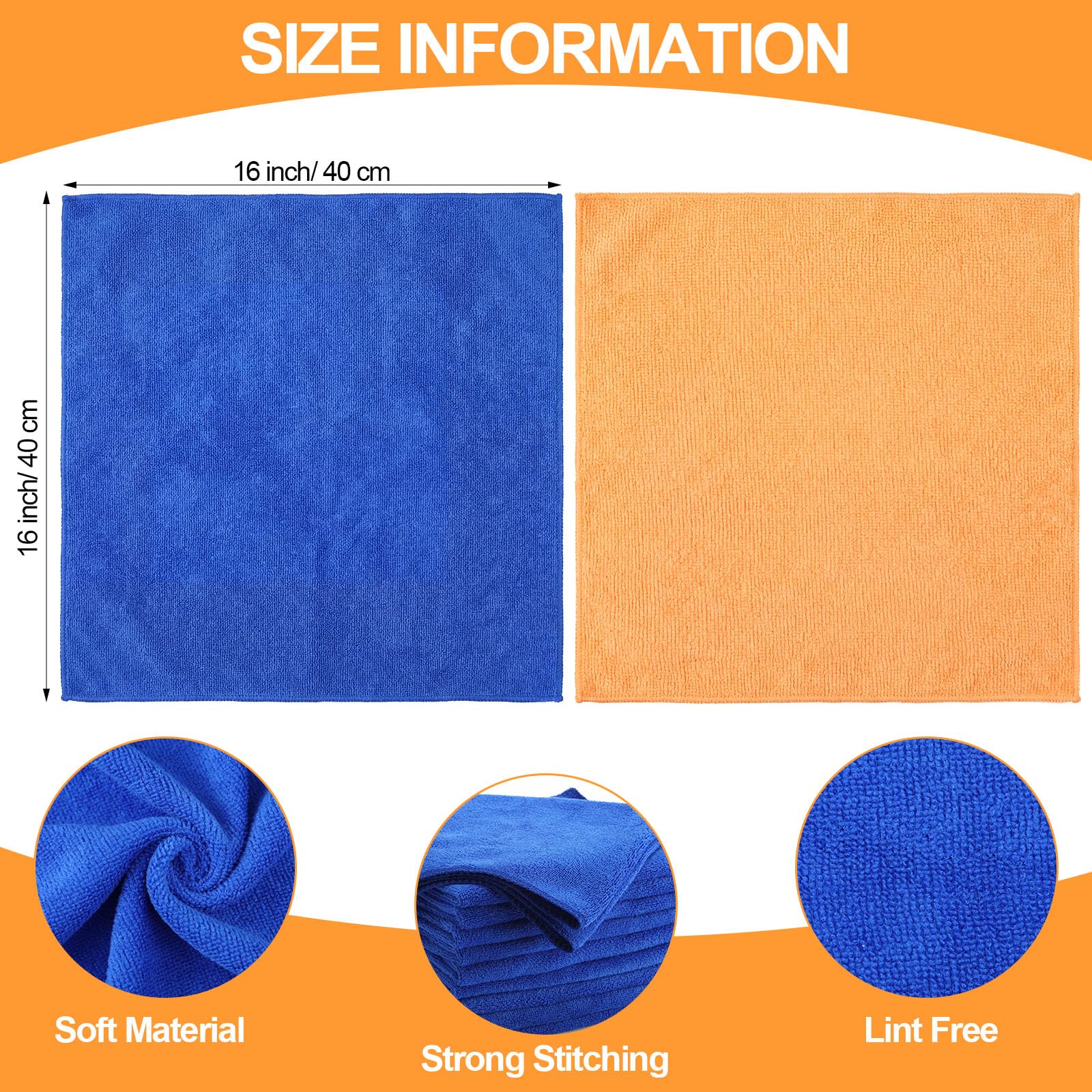 60 Pcs Microfiber Cleaning Cloths for Cars 16 x 16 Inch Ultra Absorbent Car Towels Drying Reusable Cleaning Supplies House Kitchen Window Microfiber Towel (60 Count)