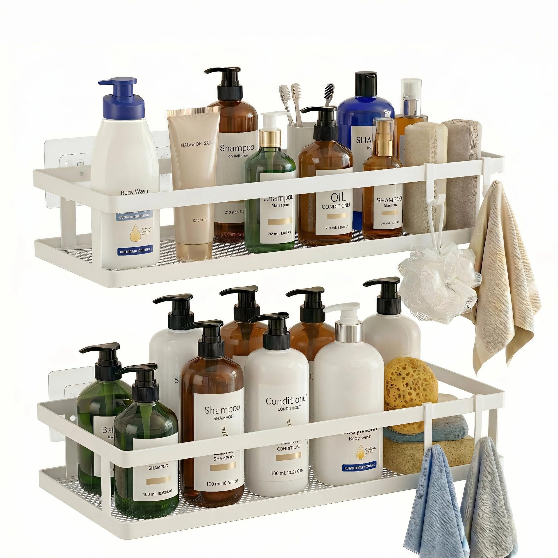 2 Pack Minimalist Shower Caddy Wall Mount (2 Count)