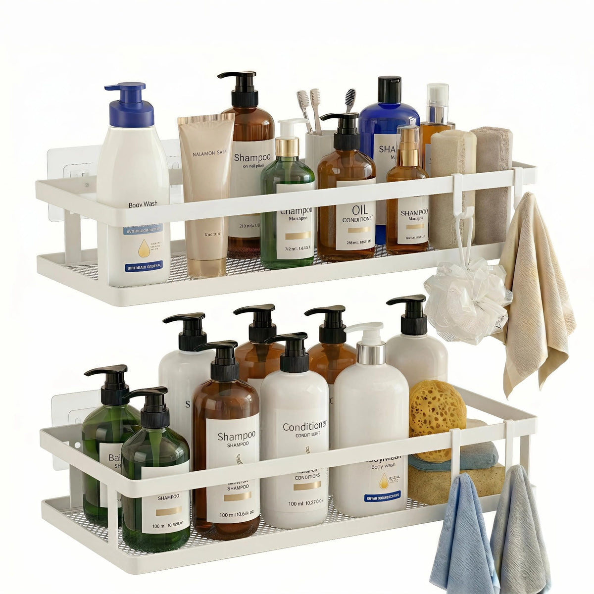 2 Pack Minimalist Shower Caddy Wall Mount (2 Count)