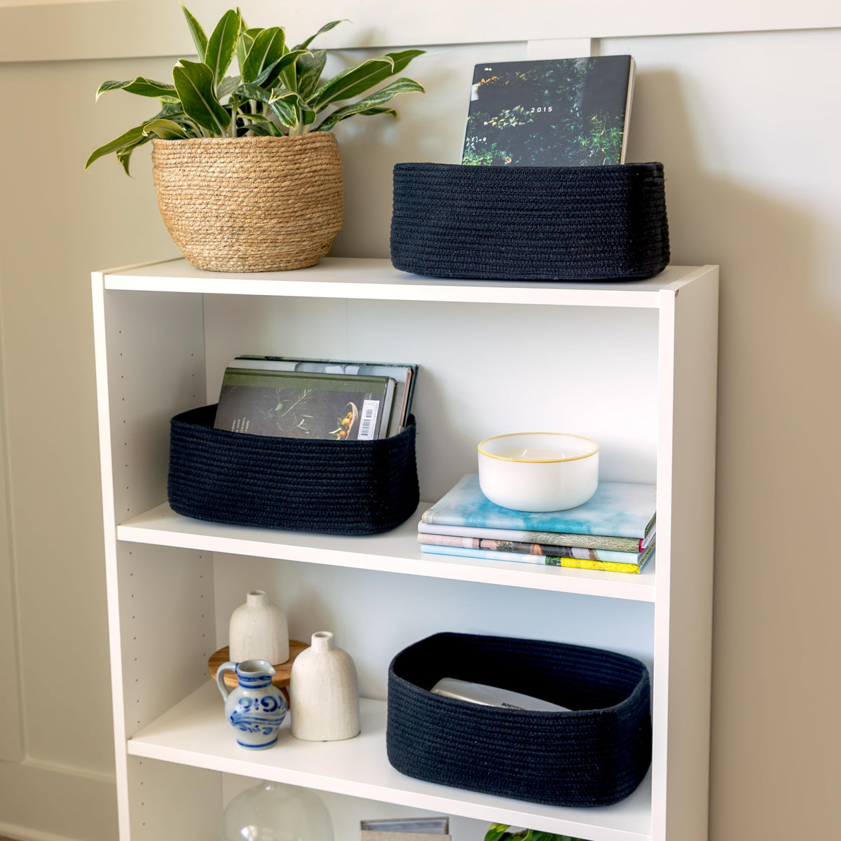13.5”x8.5”x5.5” Rectangle Storage Baskets for Shelves 3 Pack (3 Count)