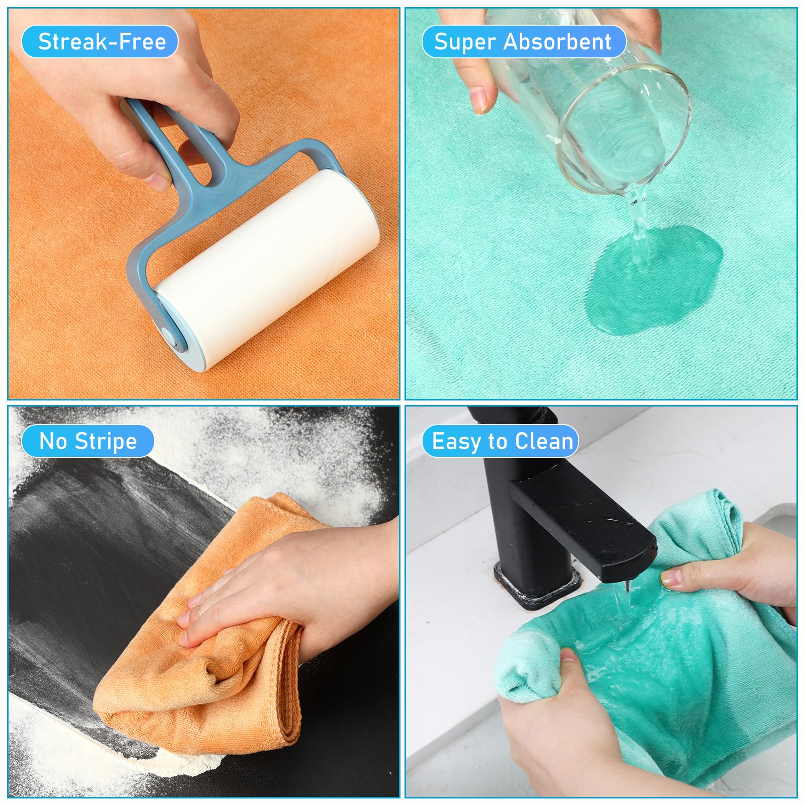3 Pcs Extra Large Microfiber Cleaning Cloth 30" x 20" Washable Reusable Microfiber Towel Streak Free Lint Free Cloth for Cleaning Home Glass Office Window Bathrooms (3 Count)