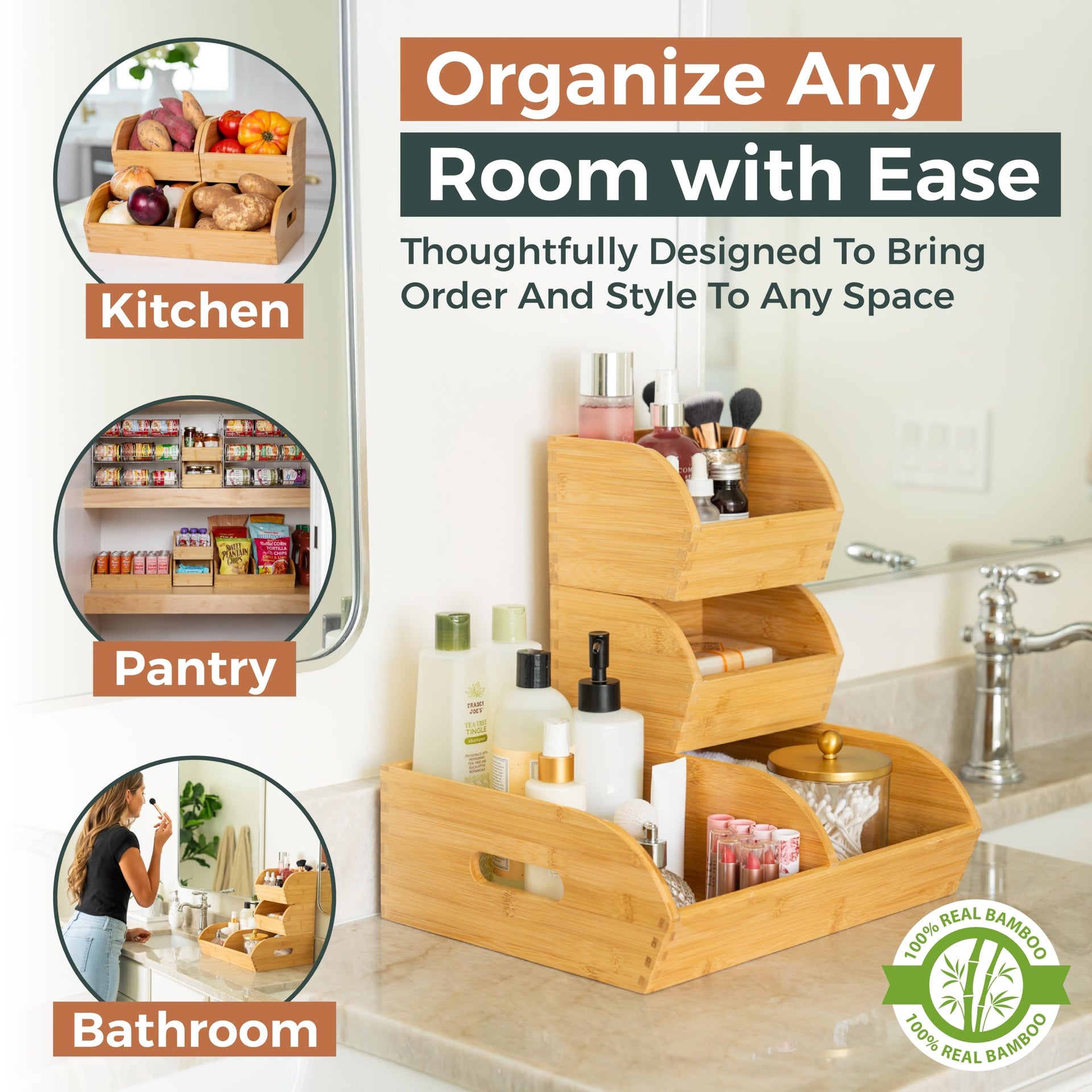 Potato and Onion Storage Bin for Pantry and Kitchen Counter (3 Count)