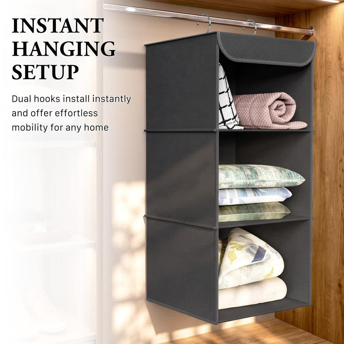 3 Shelf Hanging Closet Organizer
