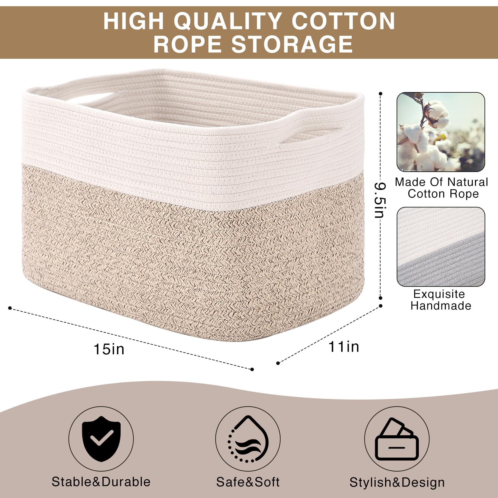 Storage Baskets for Organizing (3 Count)