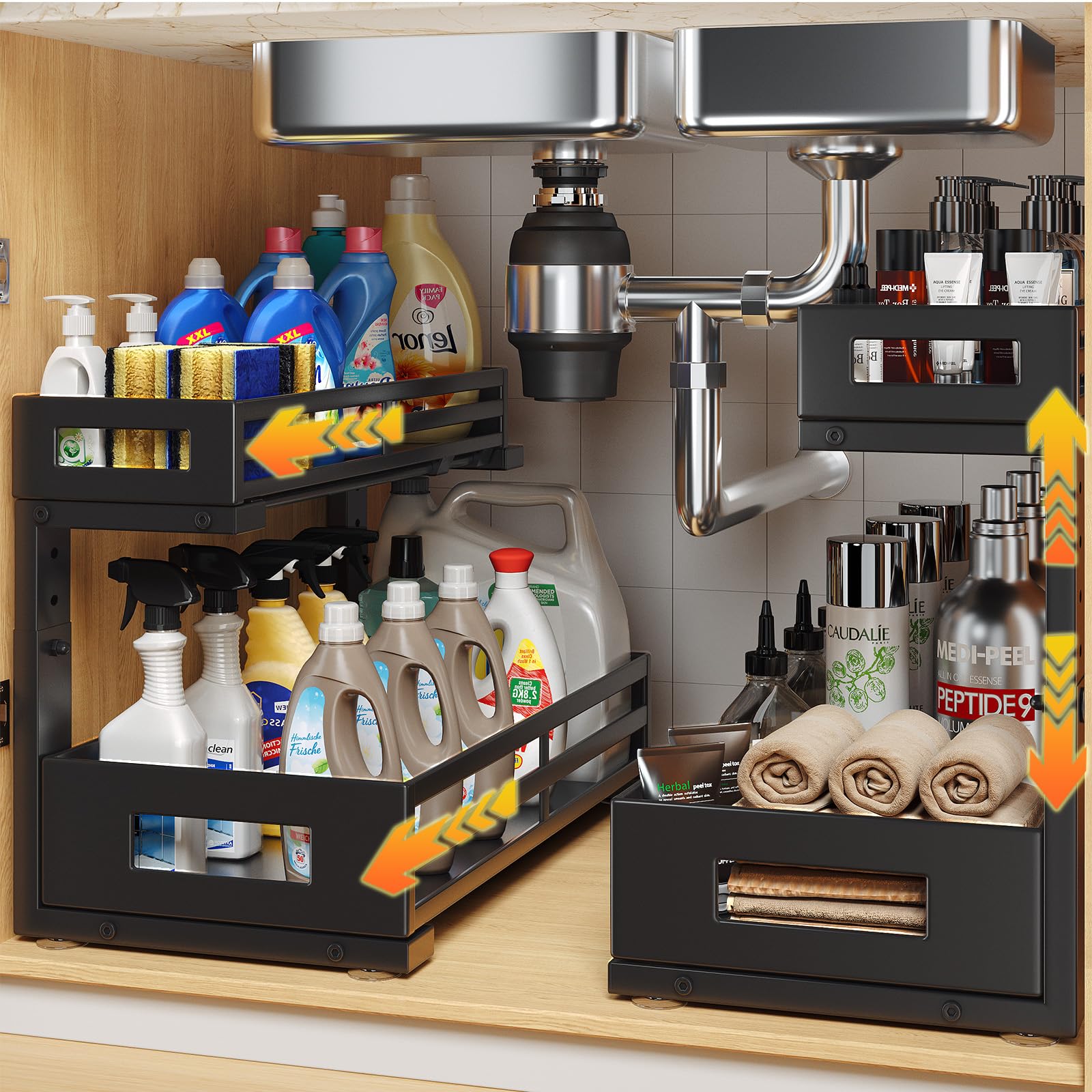 2 Pack 17"Deep Under Sink Organizer And Storage (2 Count)