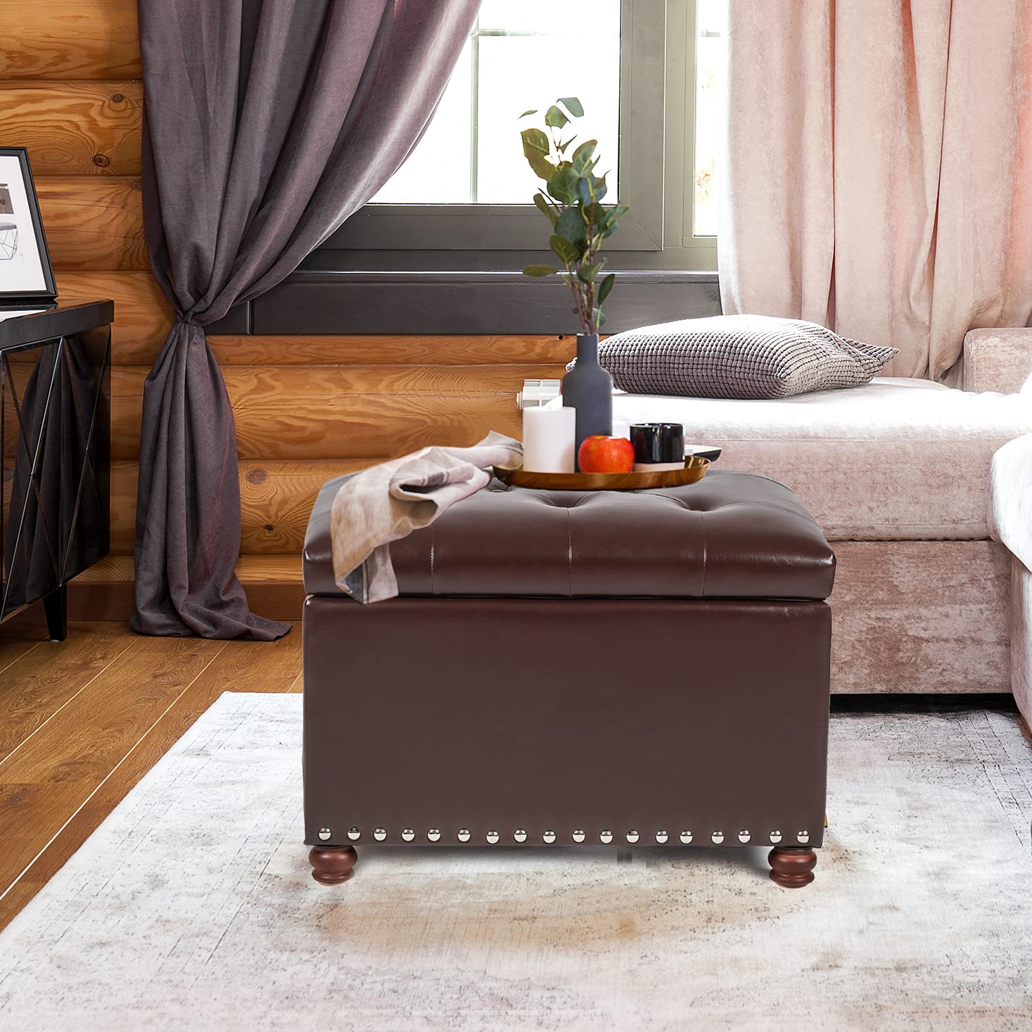 Leather Ottoman with Storage