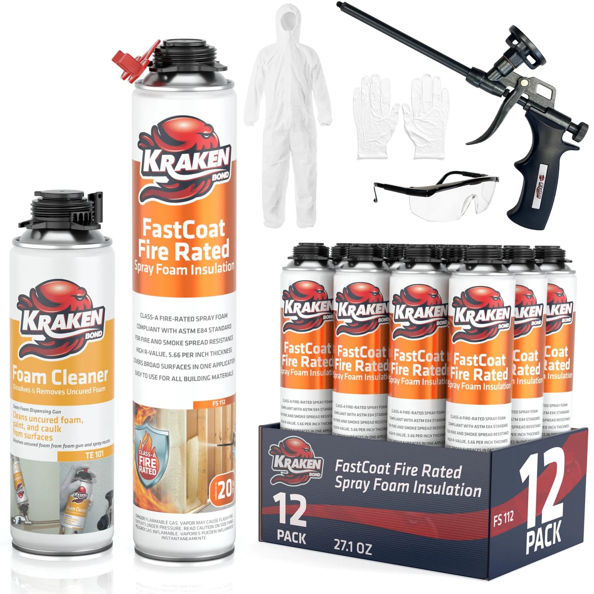 Fastcoat Fire Rated Spray Foam Insulation Kit Closed Cell in a Can 240 sq ft (12 Count)