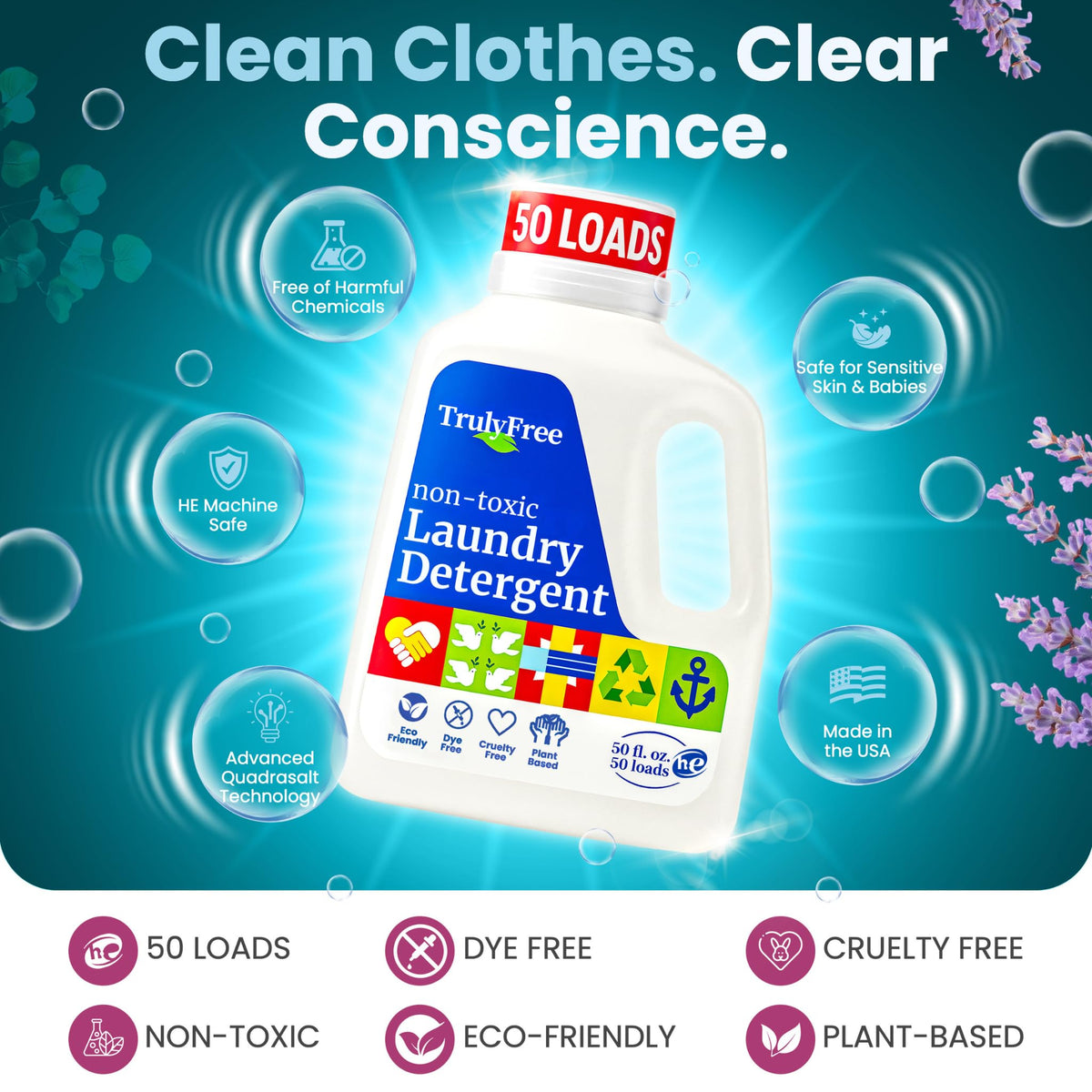 Natural Laundry Detergent for Sensitive Skin (50 Fl Oz)