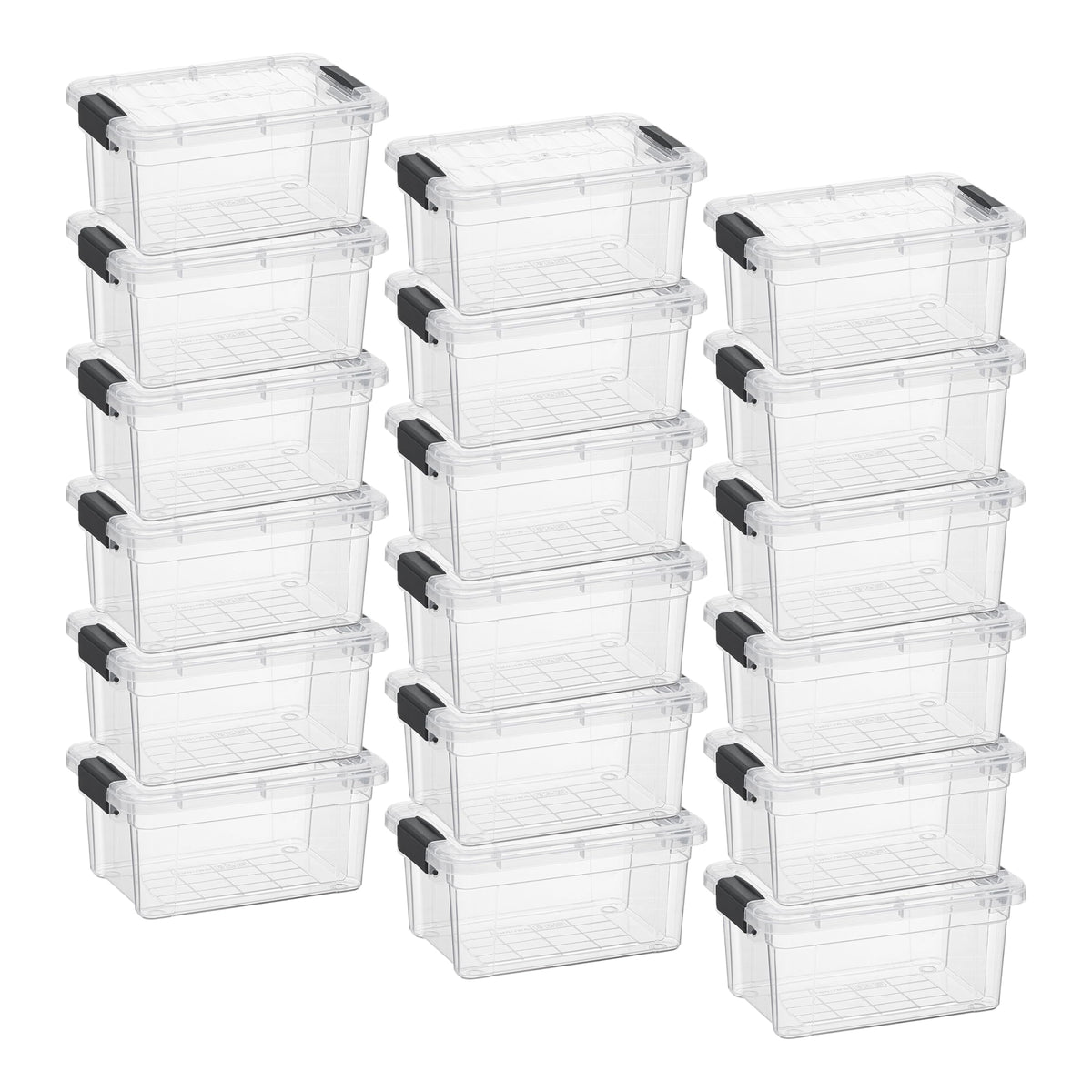 3.4 Quart Clear Plastic Storage Boxes with Lids (18 Count)