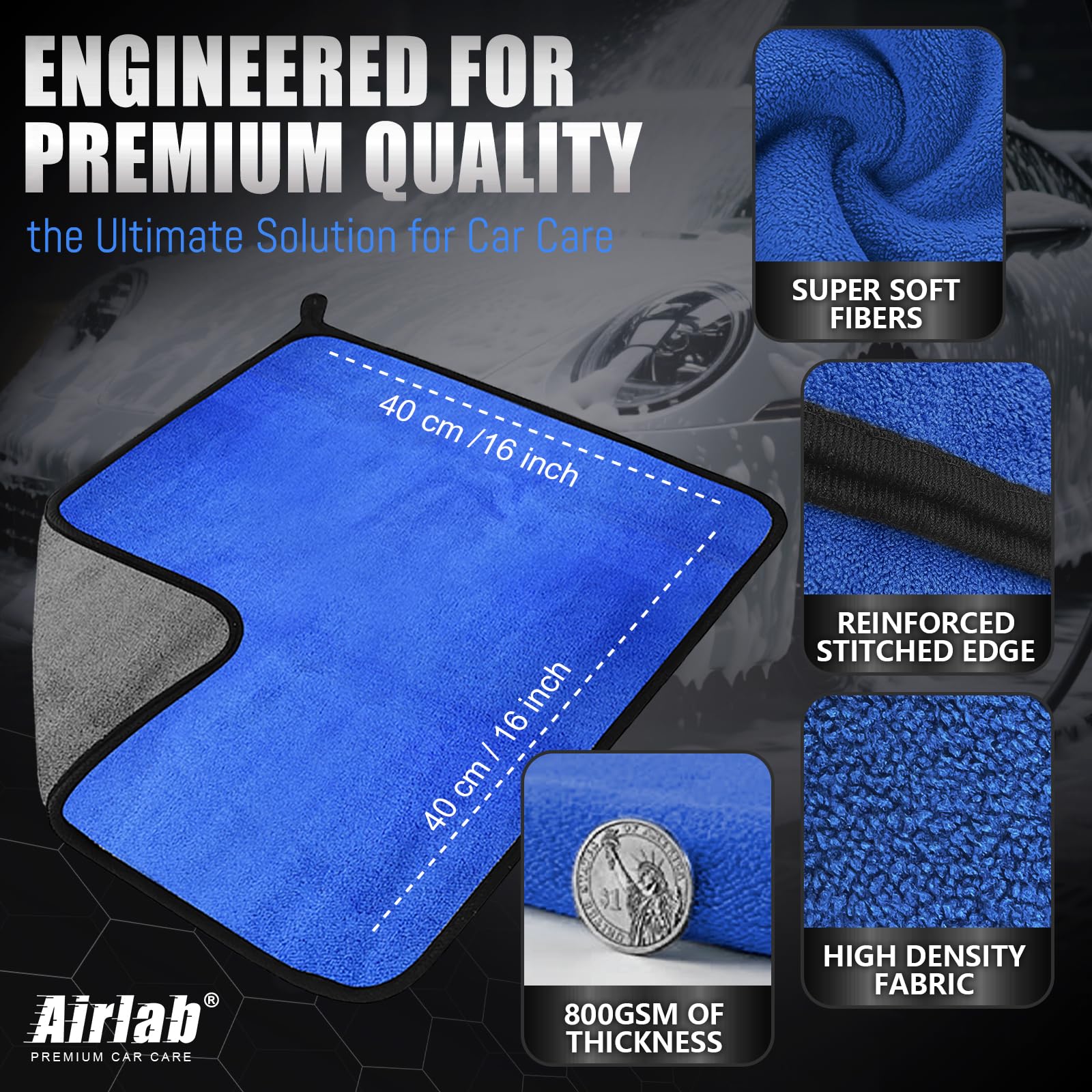 Microfiber Towels Cars Wash Drying Cleaning Cloth (4 Count)