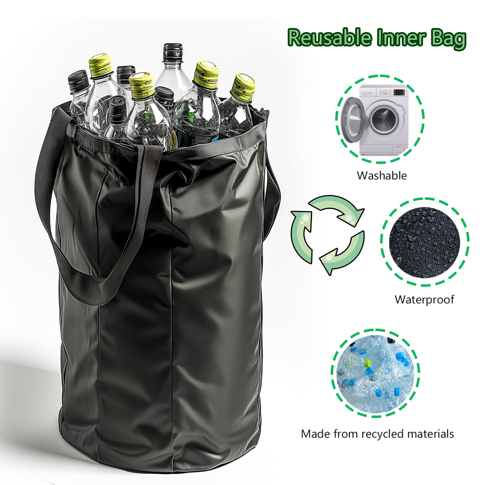 Removeable Reusable Inner Bag for 26 Gallon 100L Recycle Bin Made from recycled plastic bottles