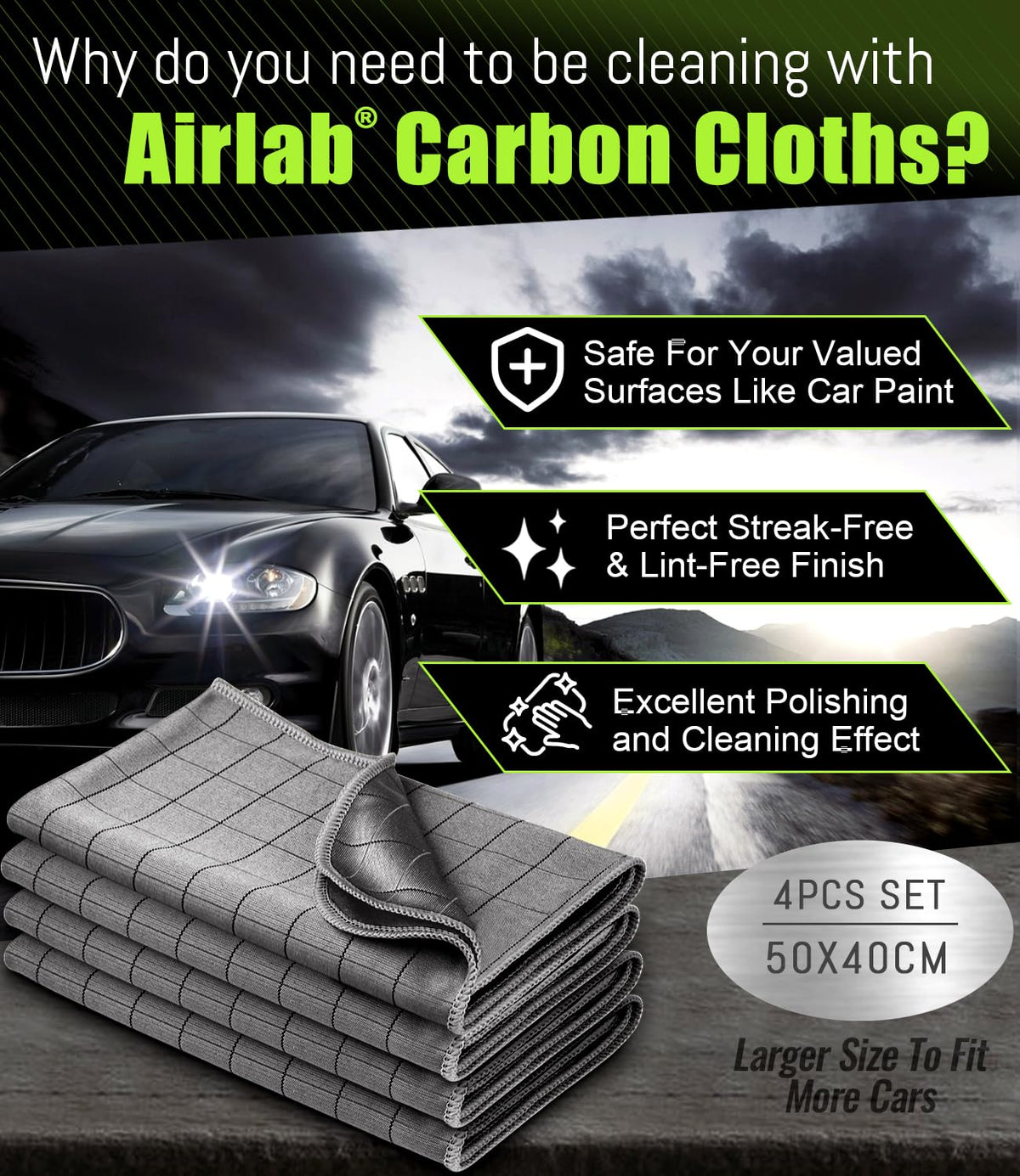 Microfiber Towels Cars Wash Drying Cleaning Cloth (4 Count)