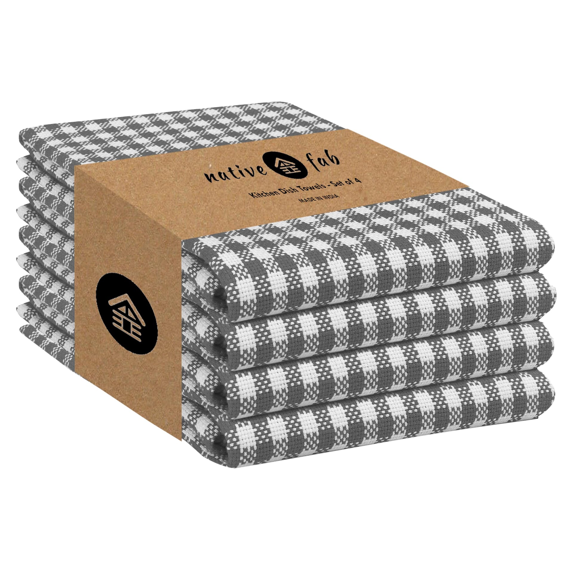 4 Pack Gingham Plaid Kitchen Towels 16"x26"