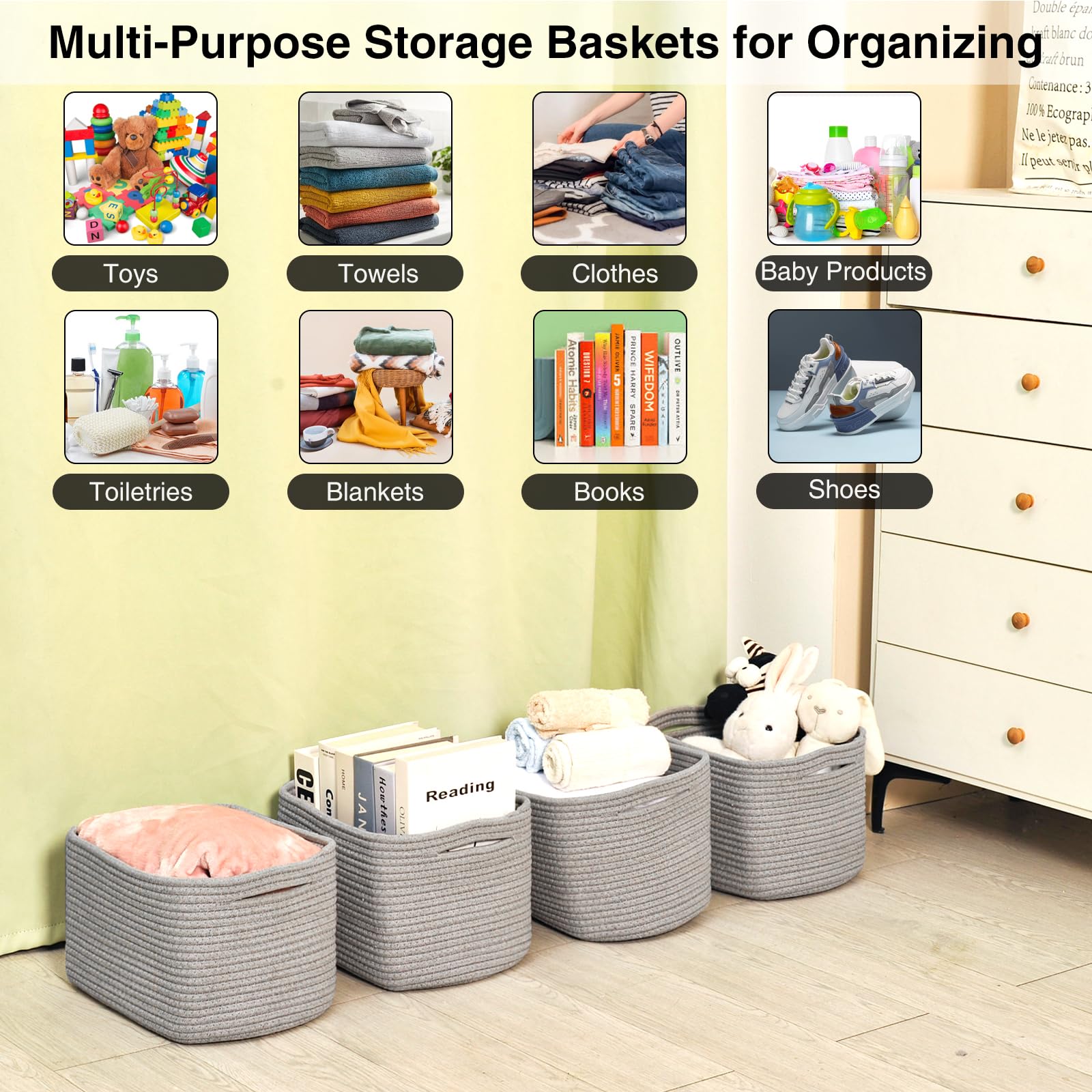 Small Storage Baskets for Organizing (4 Count)