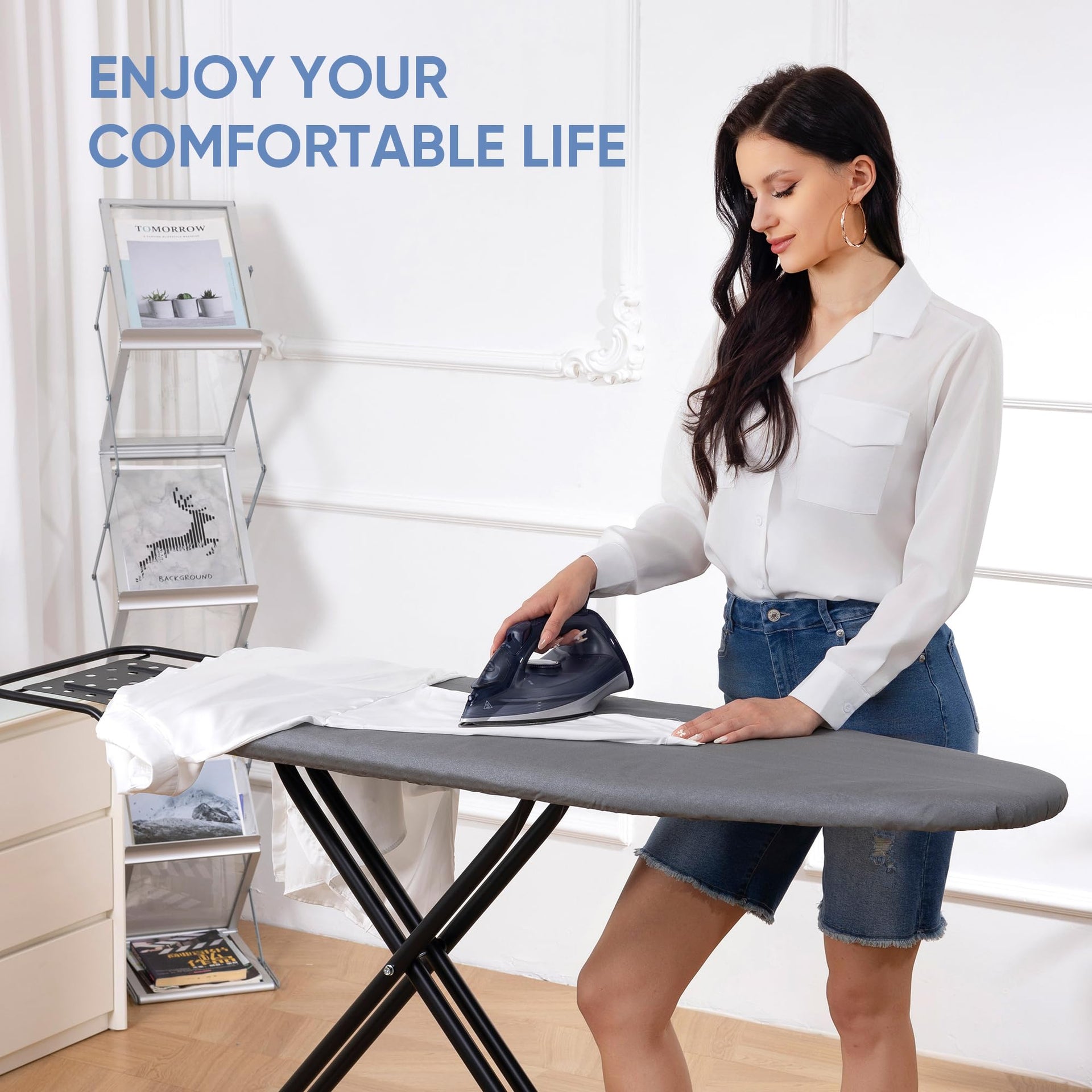 Full Size Ironing Board 47" X 15" with Heat Resistant Cover and Thicken Felt Pad
