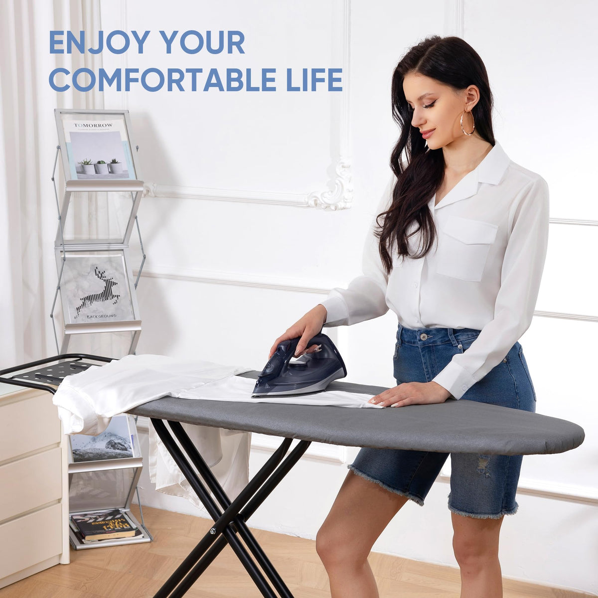 Full Size Ironing Board 47" X 15" with Heat Resistant Cover and Thicken Felt Pad